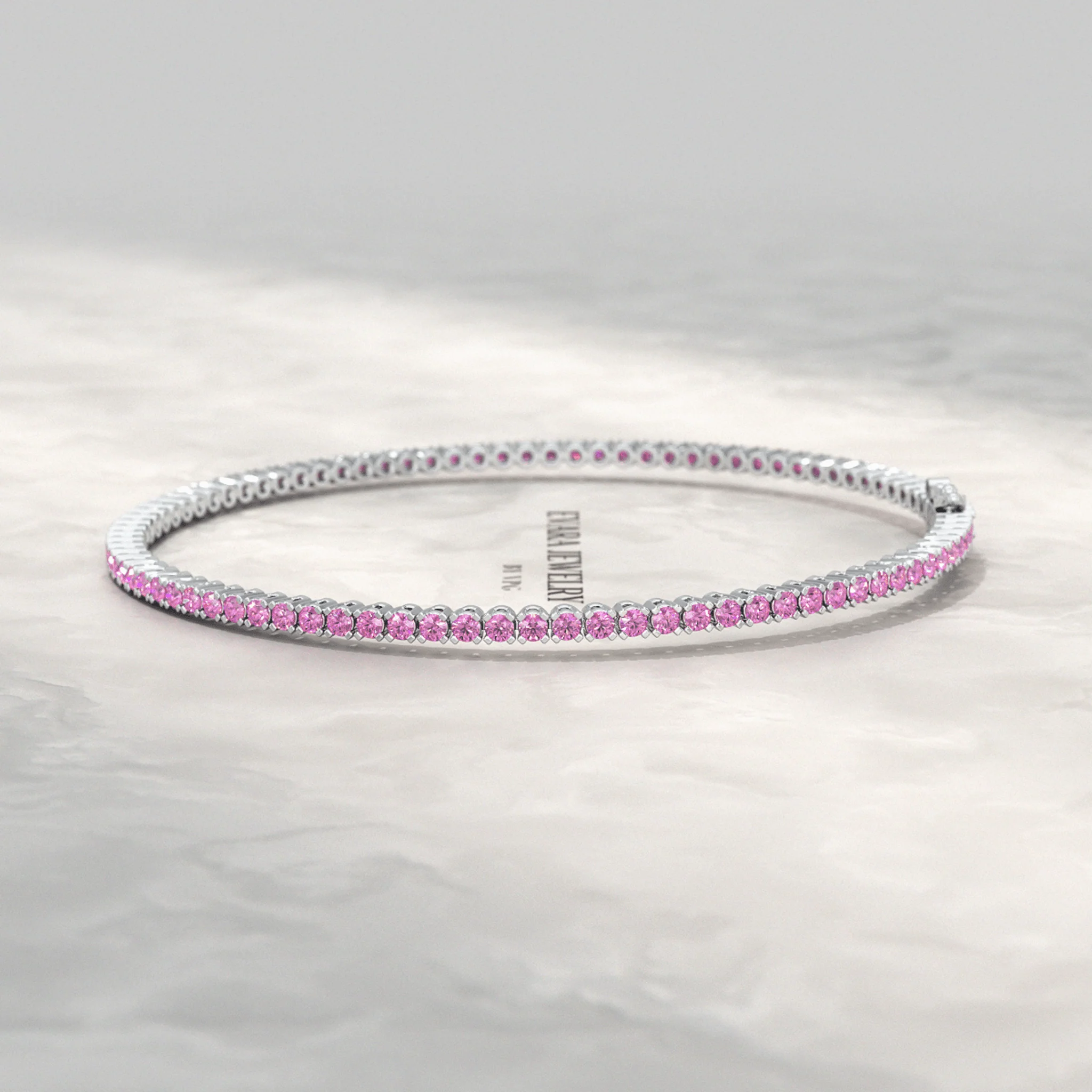 3.21 Carats Natural Pink Sapphire Tennis Bracelet in 14K/18K Yellow Gold - Image 15