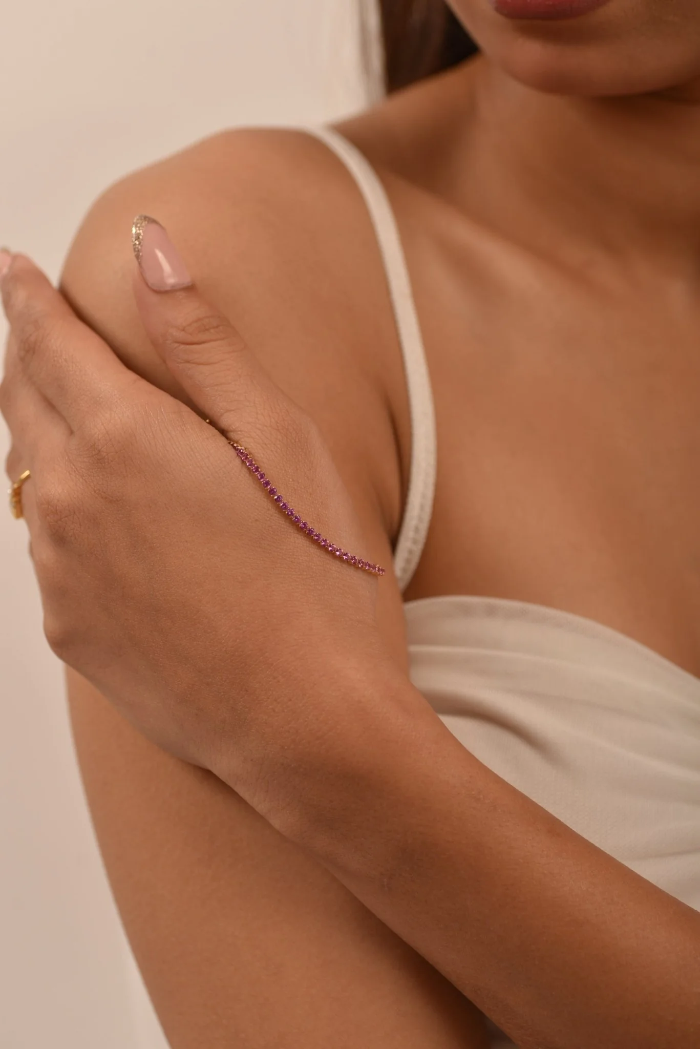3.21 Carats Natural Pink Sapphire Tennis Bracelet in 14K/18K Yellow Gold - Image 8