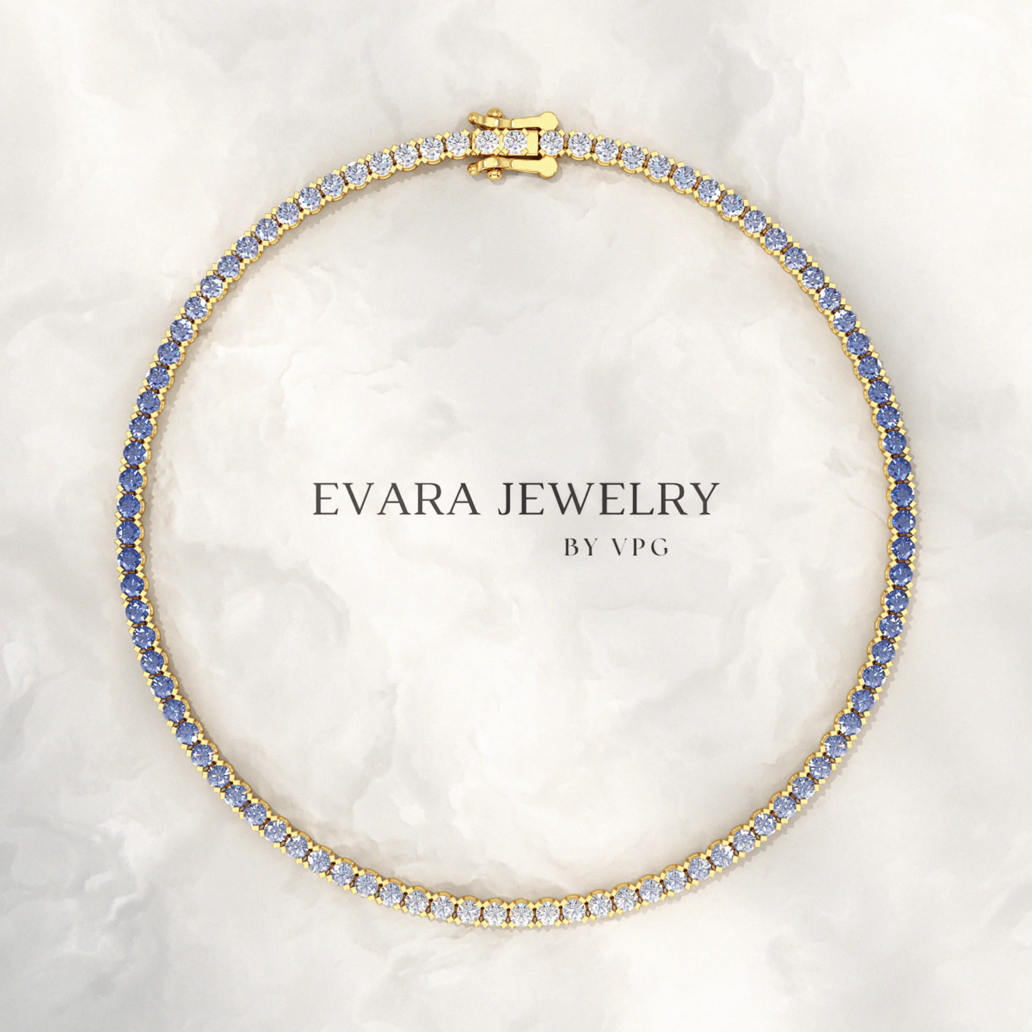 3.22 Carats Ombre Natural Blue Sapphire Tennis Bracelet in 14K/18K White Gold - Image 14