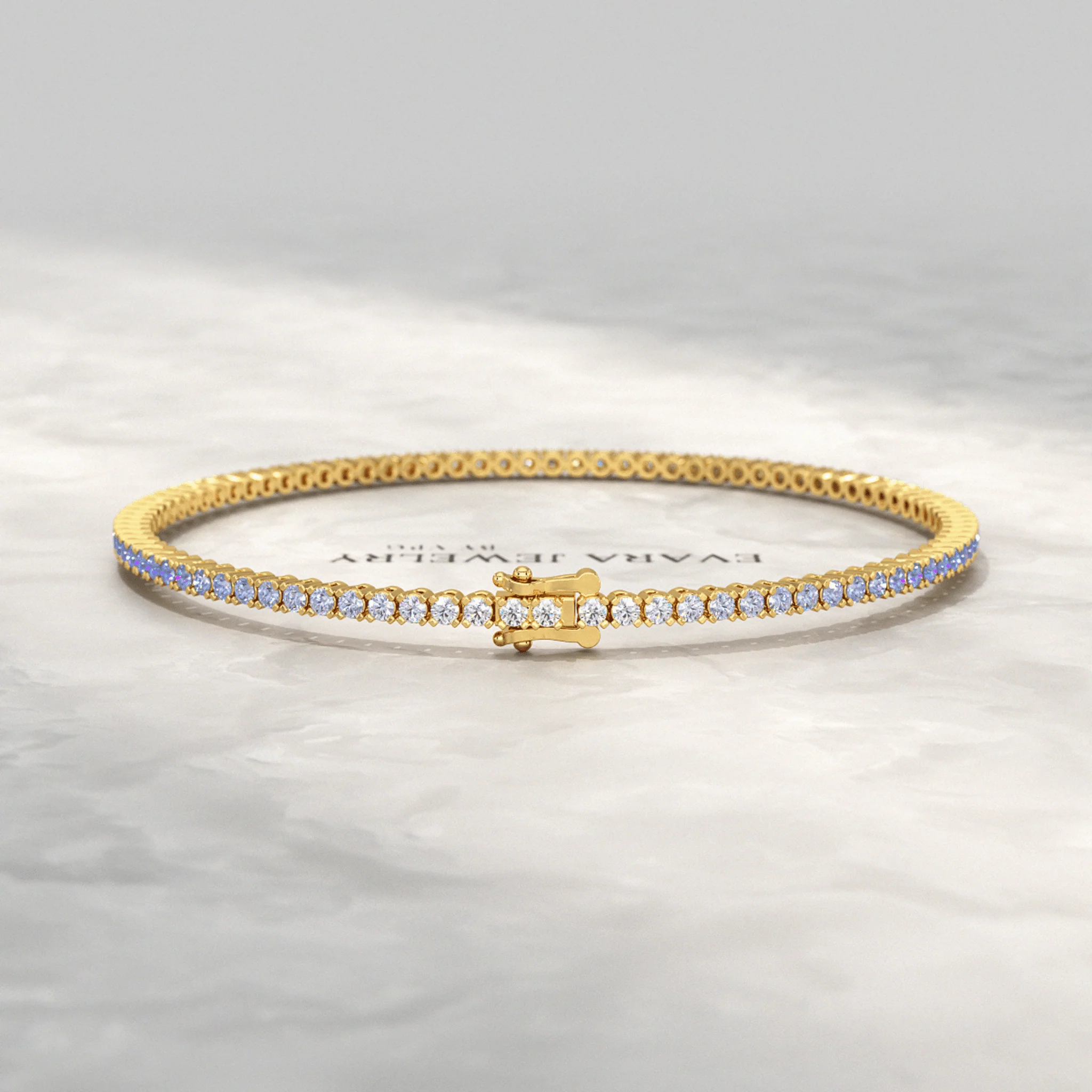 3.22 Carats Ombre Natural Blue Sapphire Tennis Bracelet in 14K/18K White Gold - Image 16