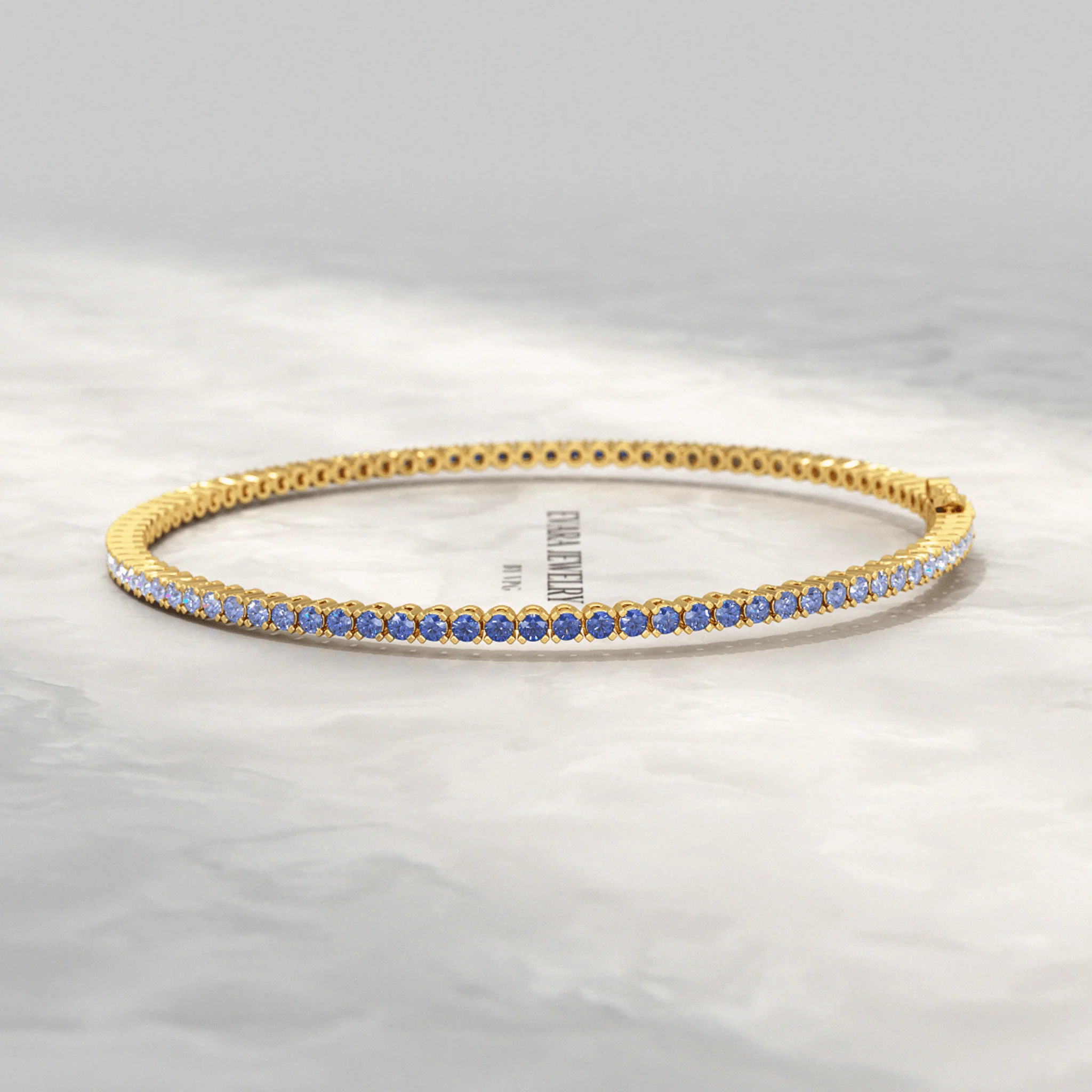 3.22 Carats Ombre Natural Blue Sapphire Tennis Bracelet in 14K/18K White Gold - Image 17