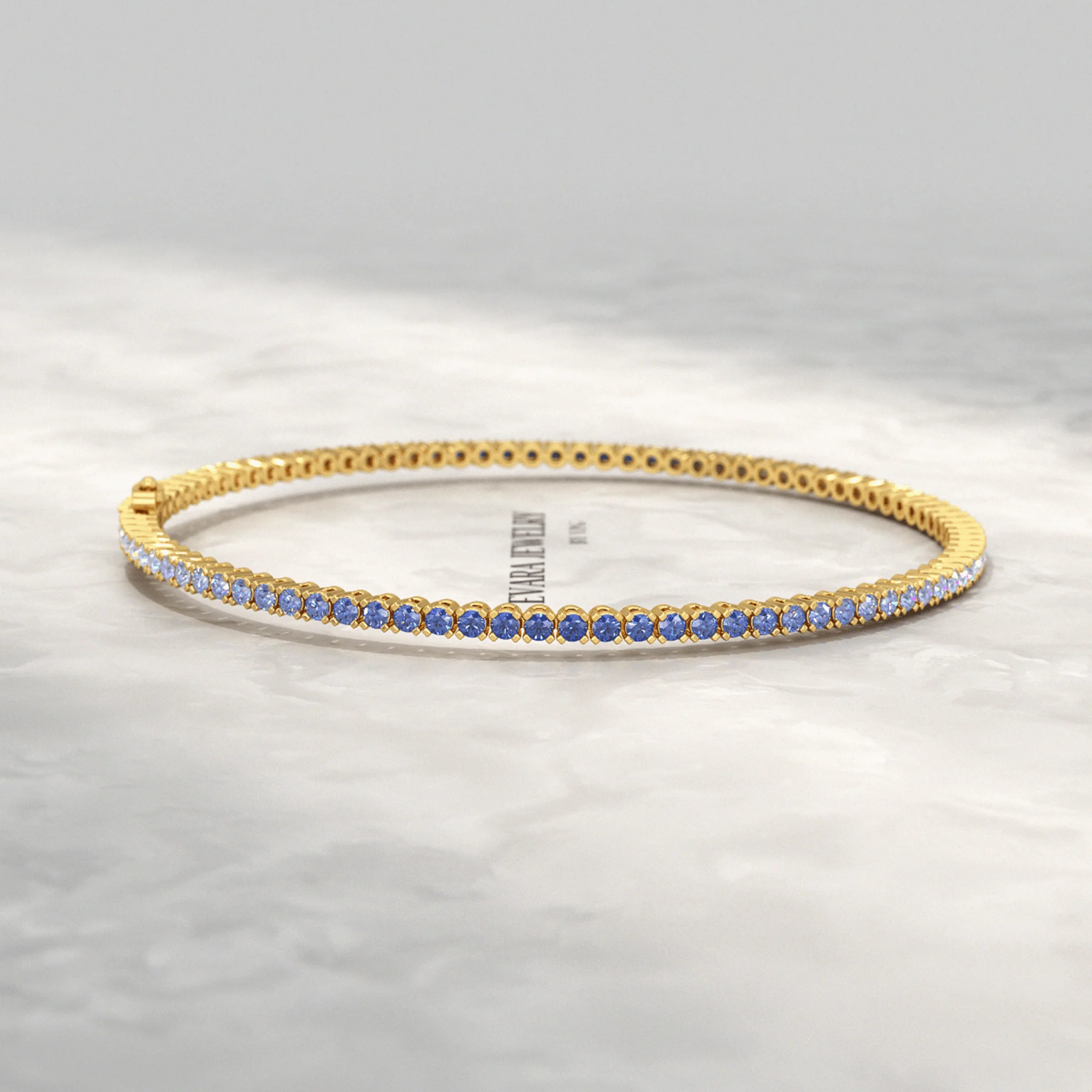 3.22 Carats Ombre Natural Blue Sapphire Tennis Bracelet in 14K/18K White Gold - Image 18