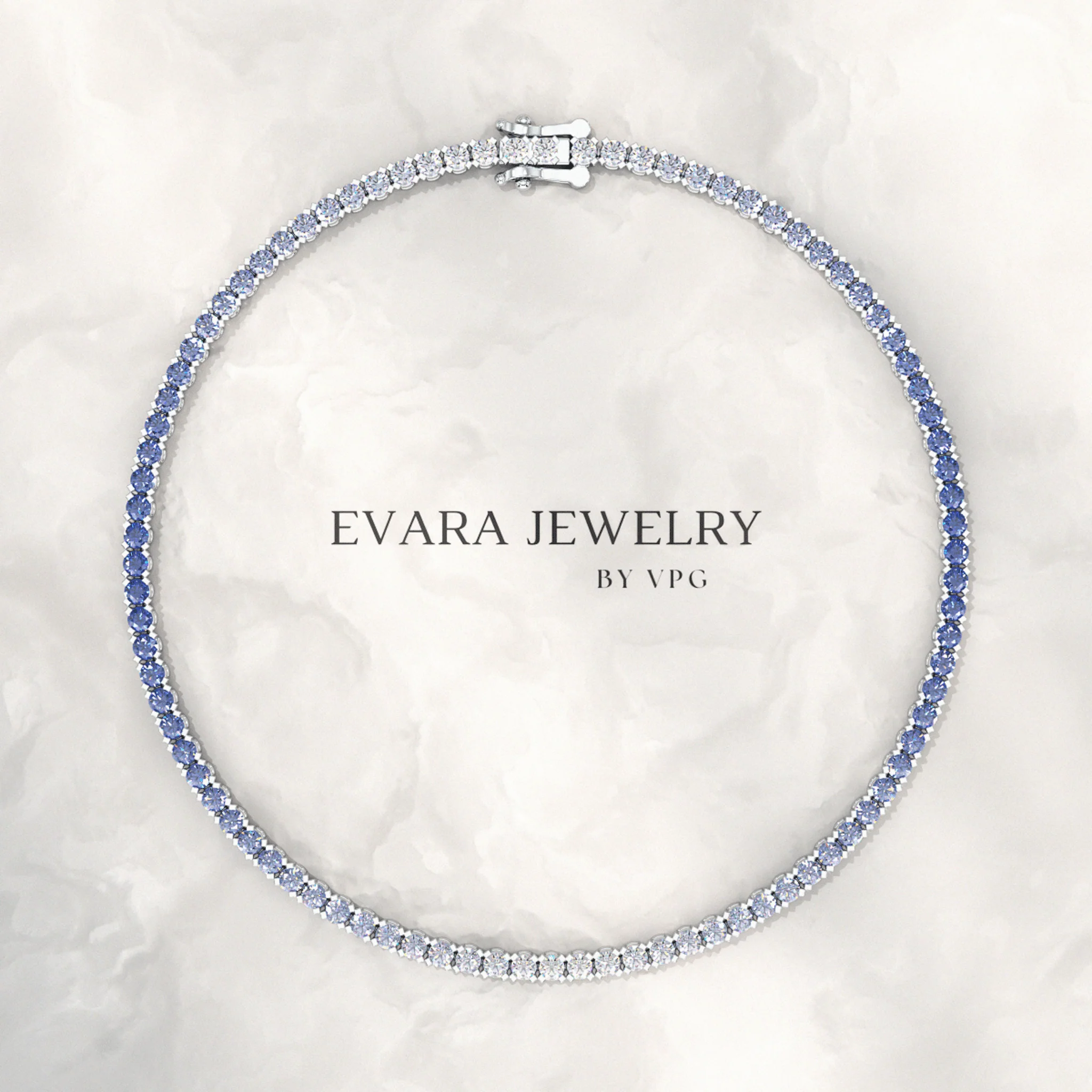 3.22 Carats Ombre Natural Blue Sapphire Tennis Bracelet in 14K/18K White Gold - Image 19