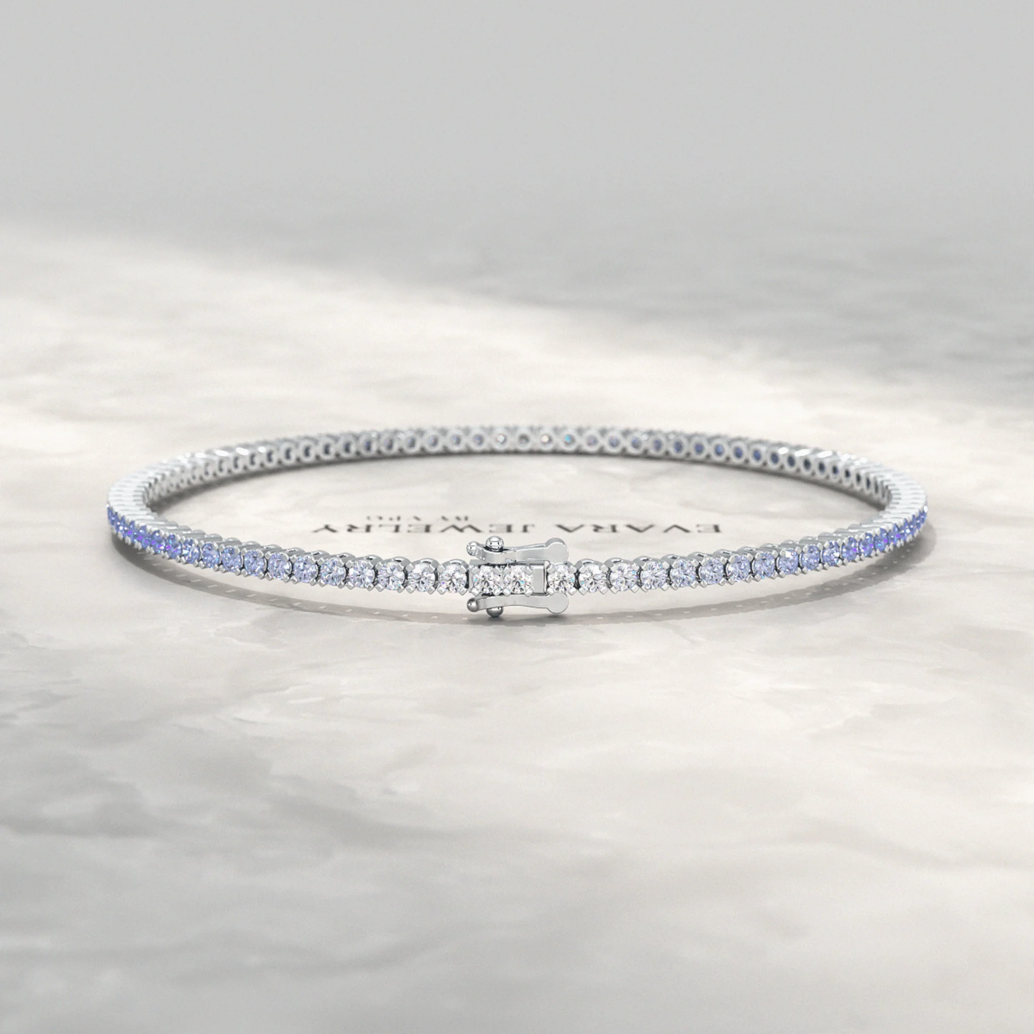 3.22 Carats Ombre Natural Blue Sapphire Tennis Bracelet in 14K/18K White Gold - Image 20