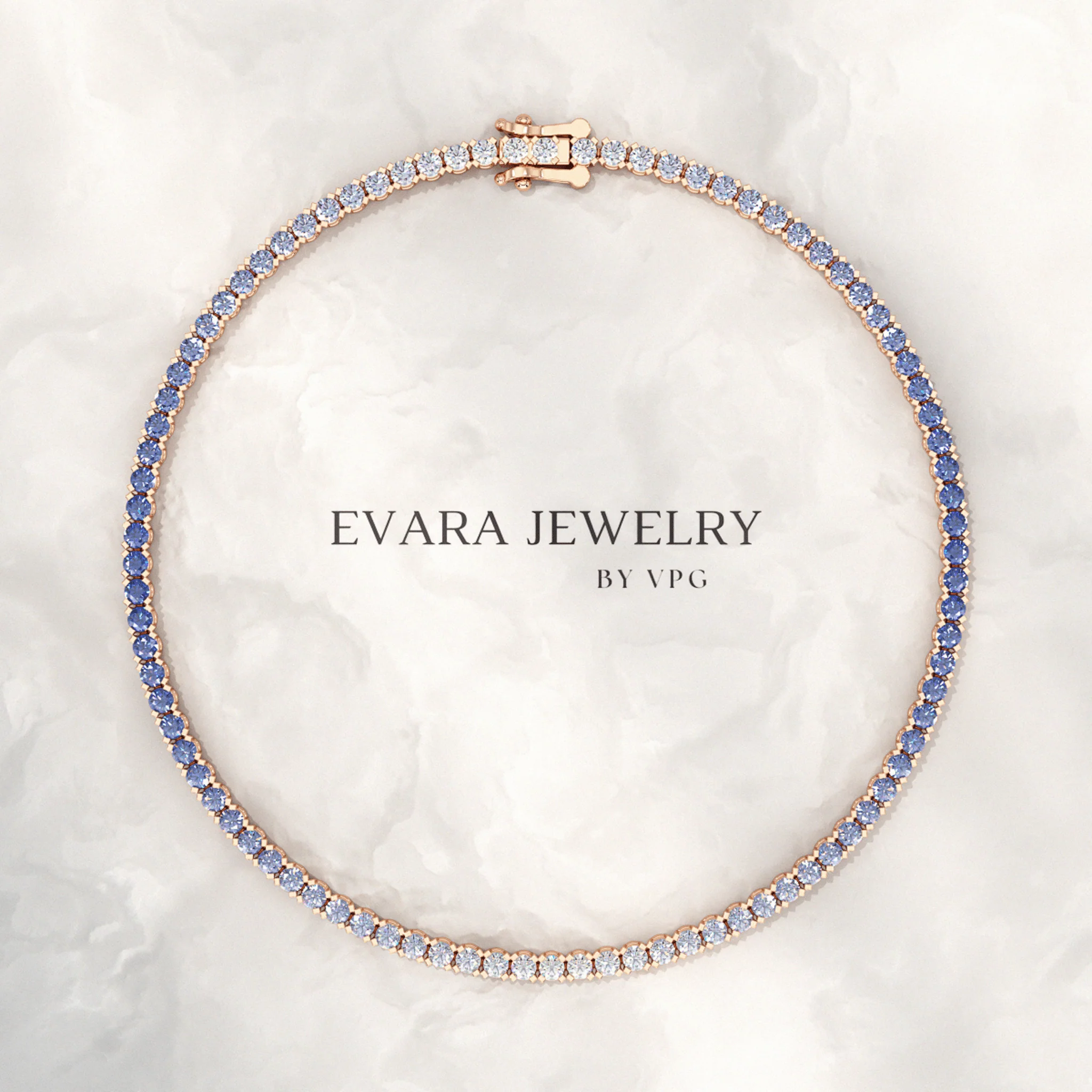 3.22 Carats Ombre Natural Blue Sapphire Tennis Bracelet in 14K/18K White Gold - Image 23