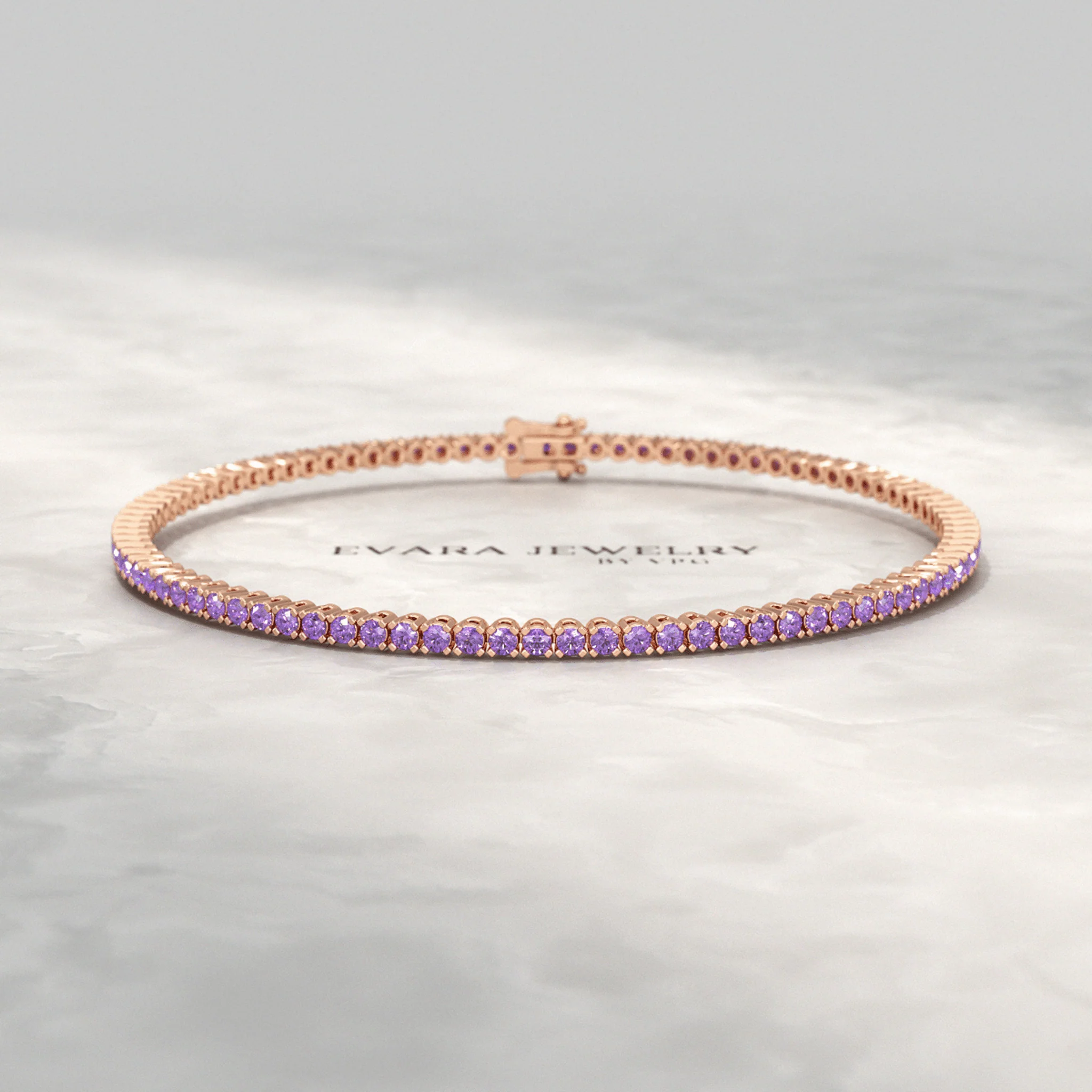 3.24 Carat Purple Amethyst Tennis Bracelet in 14K/18K Solid Gold - Image 10