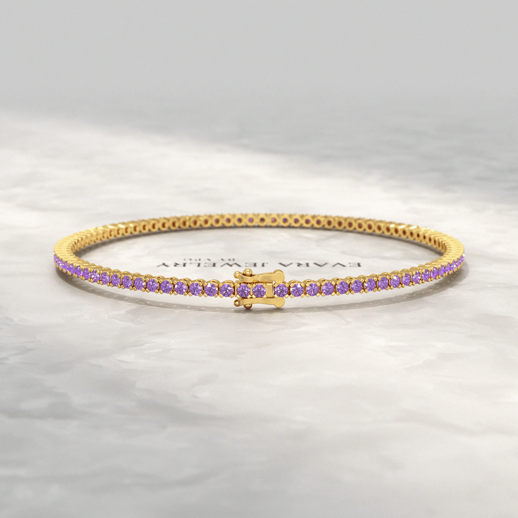 3.24 Carat Purple Amethyst Tennis Bracelet in 14K/18K Solid Gold - Image 5