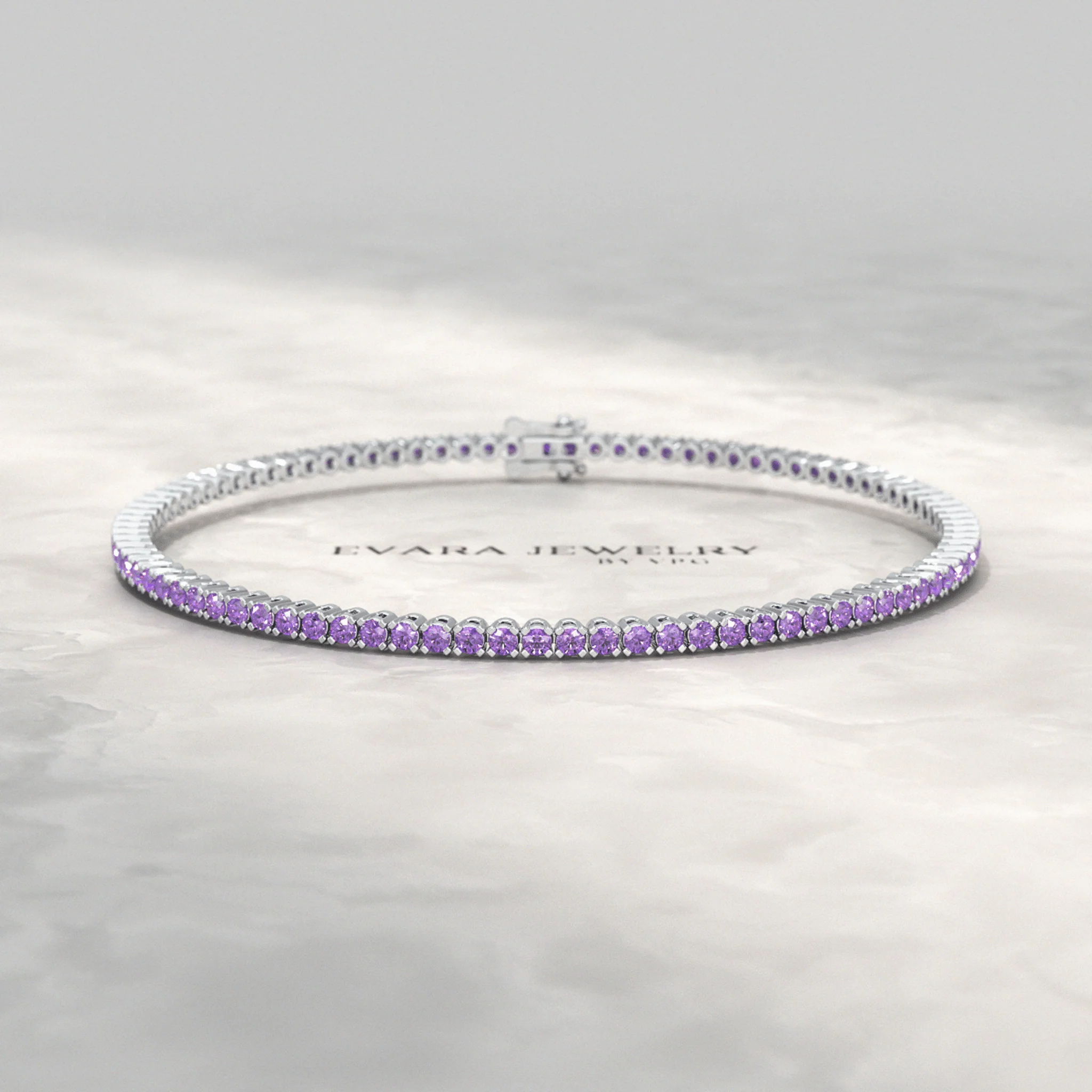 3.24 Carat Purple Amethyst Tennis Bracelet in 14K/18K Solid Gold - Image 8