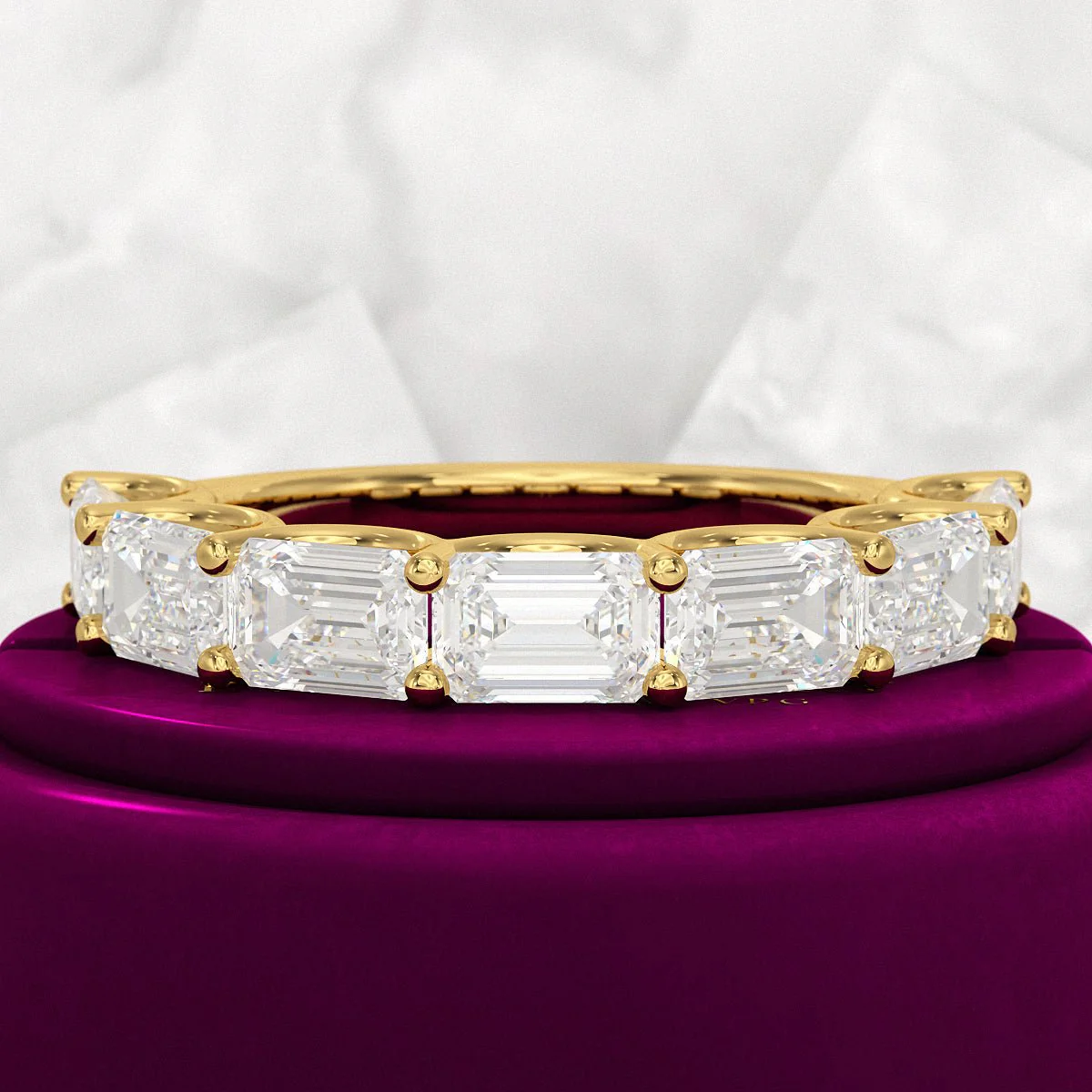 3.50cts East West Emerald Cut Diamond Minimalist Stacking Eternity Band - Image 6