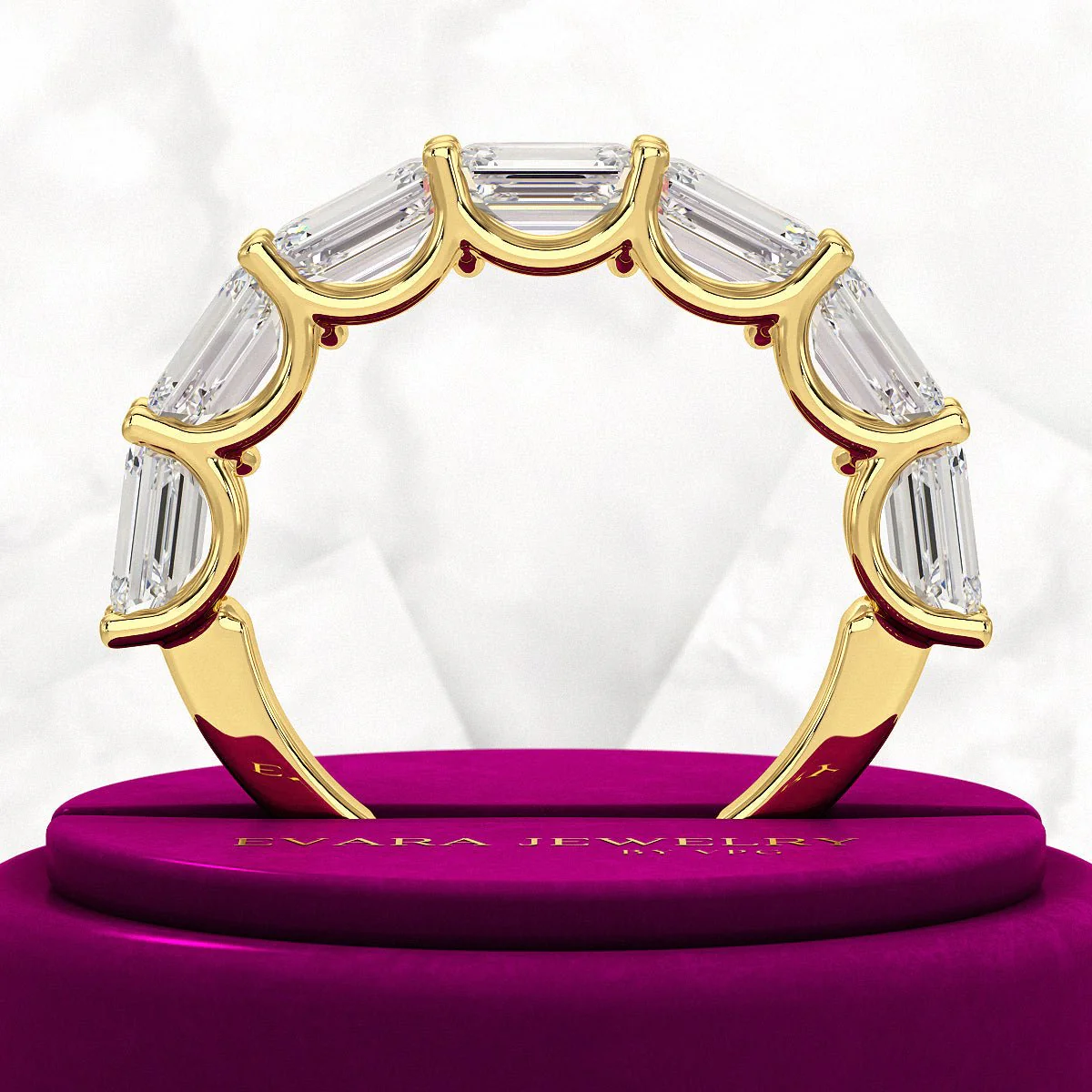 3.50cts East West Emerald Cut Diamond Minimalist Stacking Eternity Band - Image 7