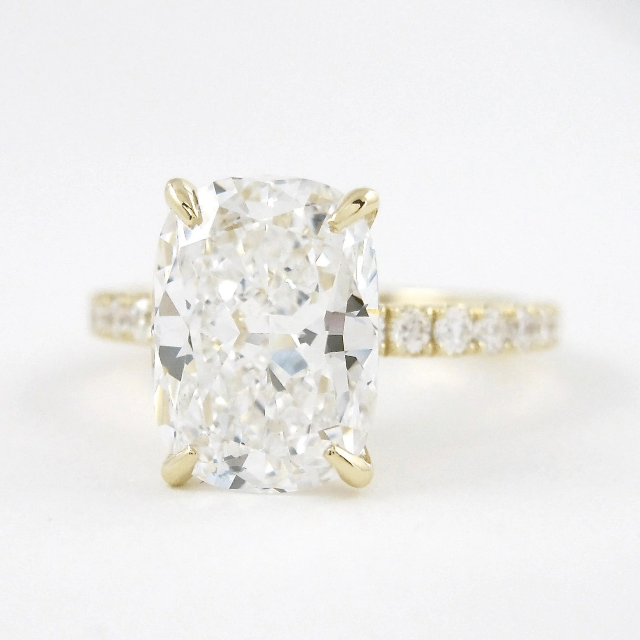 3 Carat Cushion Cut Diamond Engagement Ring with Pave Band - Image 10