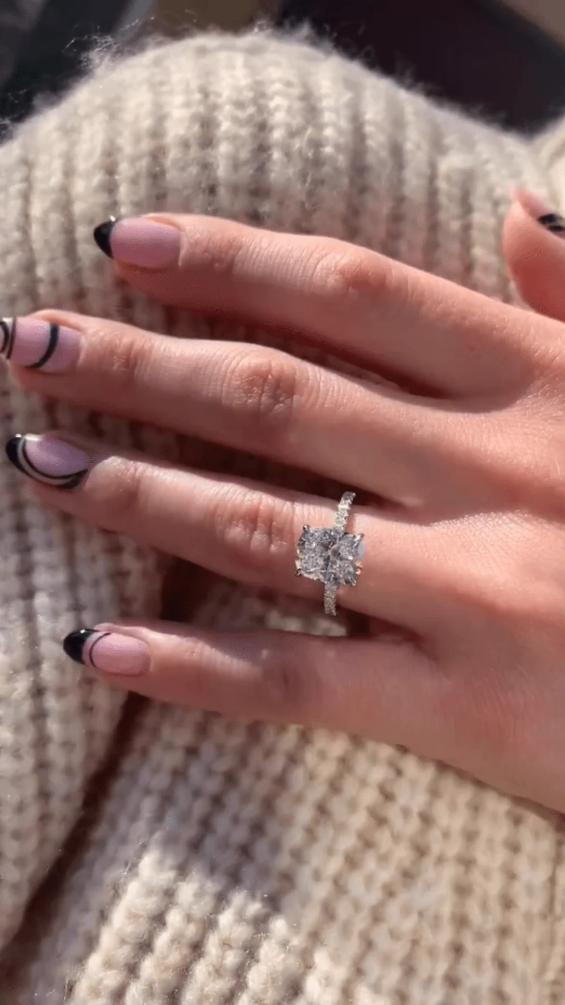 3 Carat Cushion Cut Diamond Engagement Ring with Pave Band - Image 3