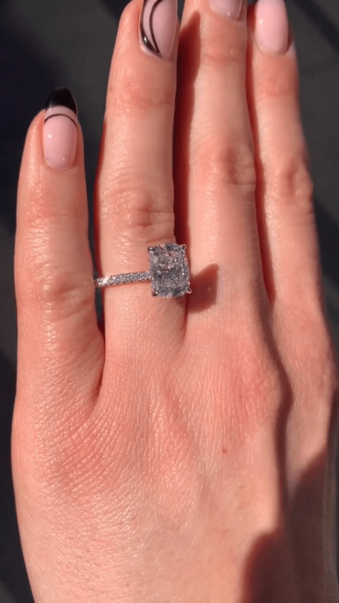 3 Carat Cushion Cut Diamond Engagement Ring with Pave Band - Image 6