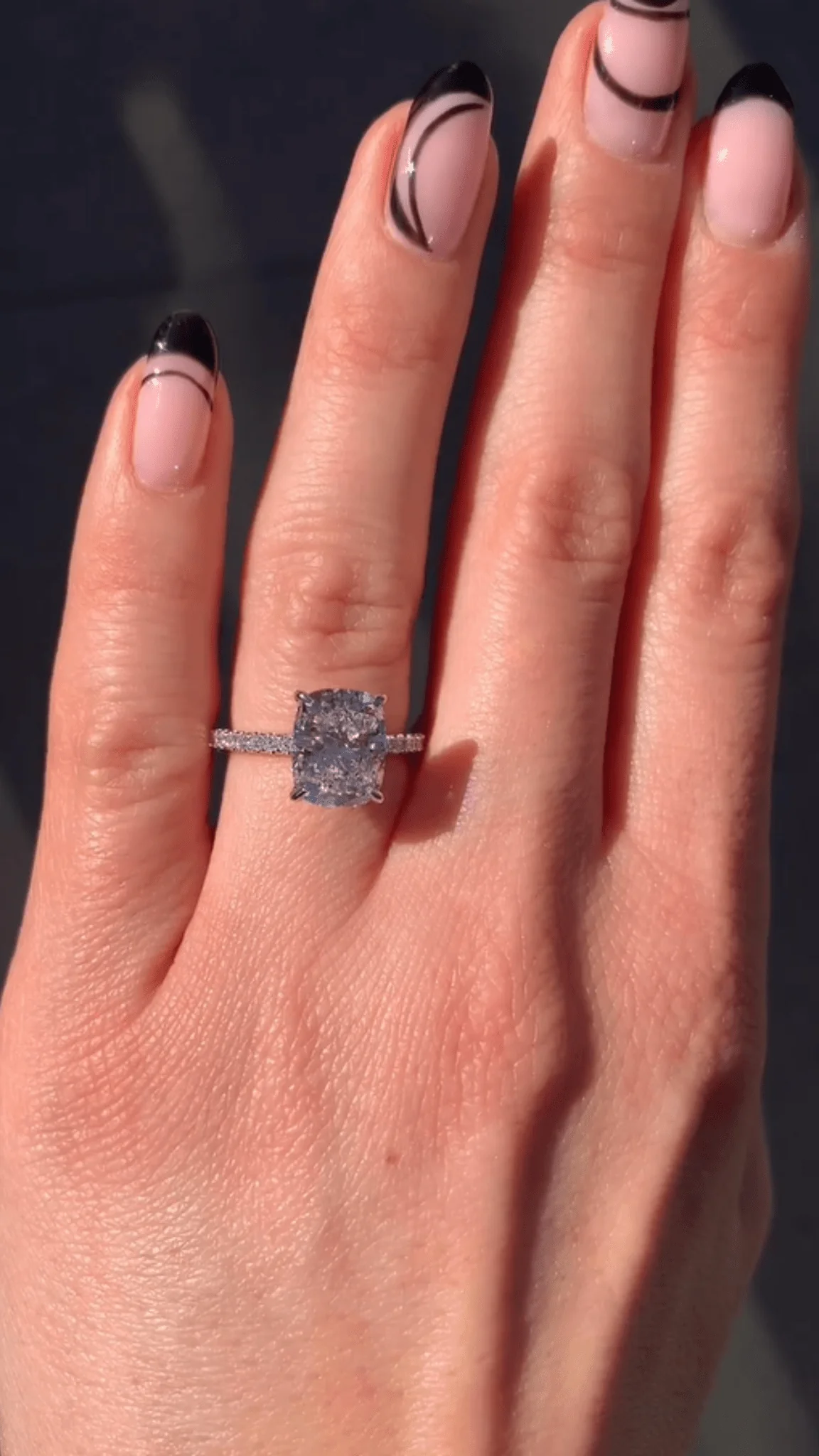 3 Carat Cushion Cut Diamond Engagement Ring with Pave Band - Image 7
