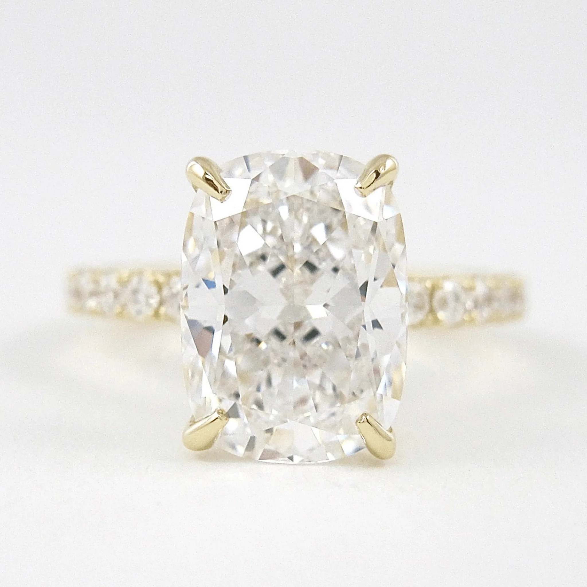 3 Carat Cushion Cut Diamond Engagement Ring with Pave Band - Image 9
