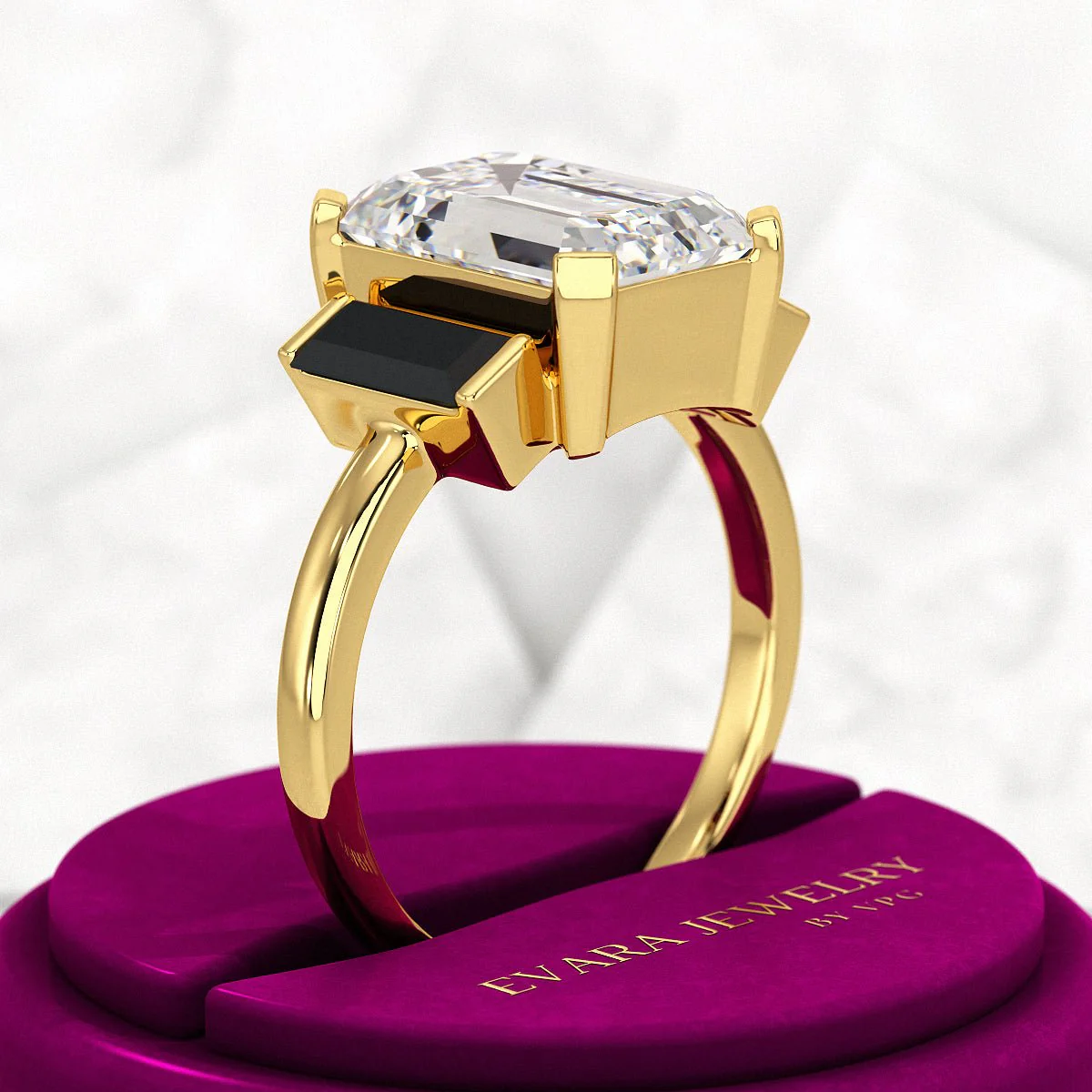 3 Carat Emerald Cut Art Deco Lab Grown Diamond Engagement Ring - Image 4