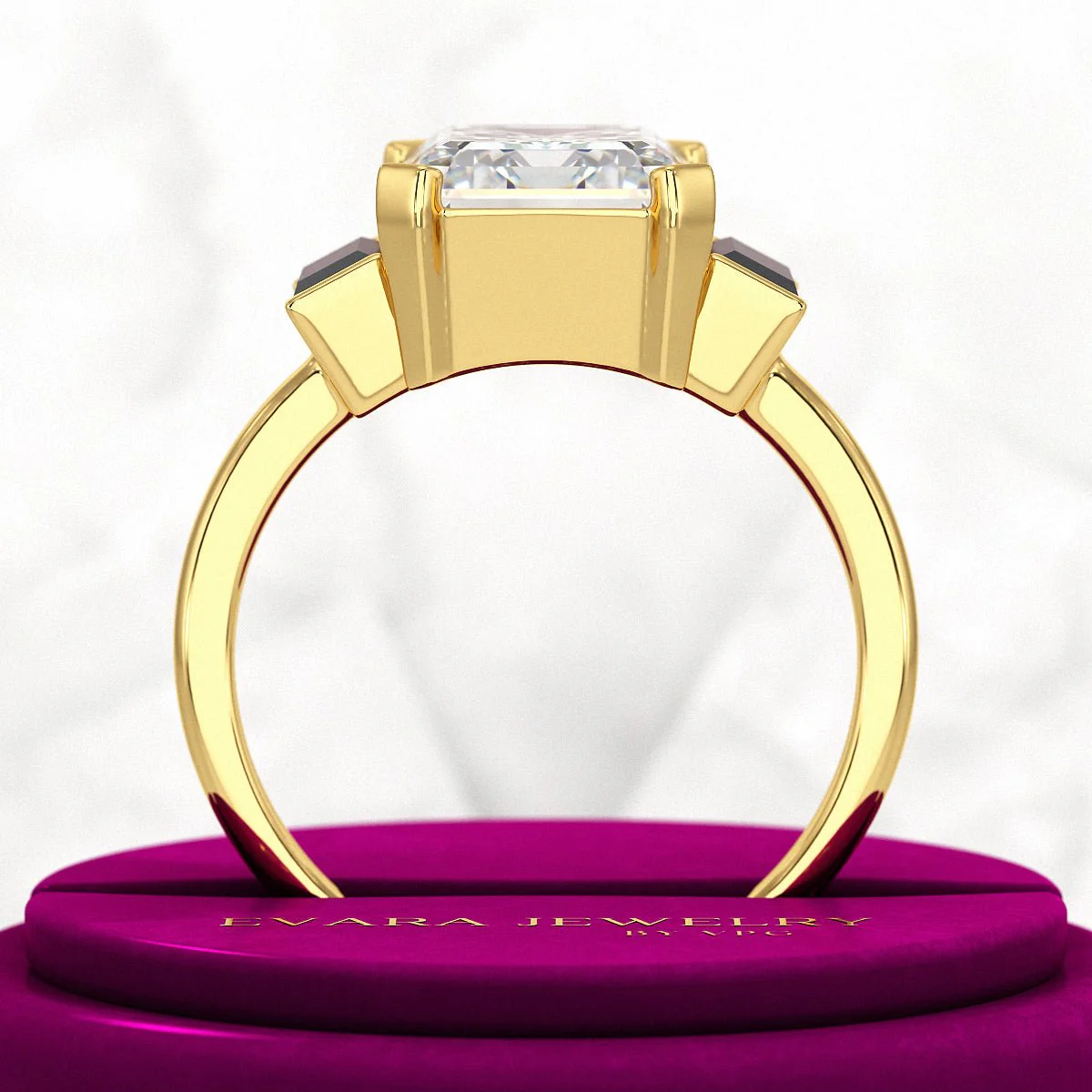 3 Carat Emerald Cut Art Deco Lab Grown Diamond Engagement Ring - Image 5