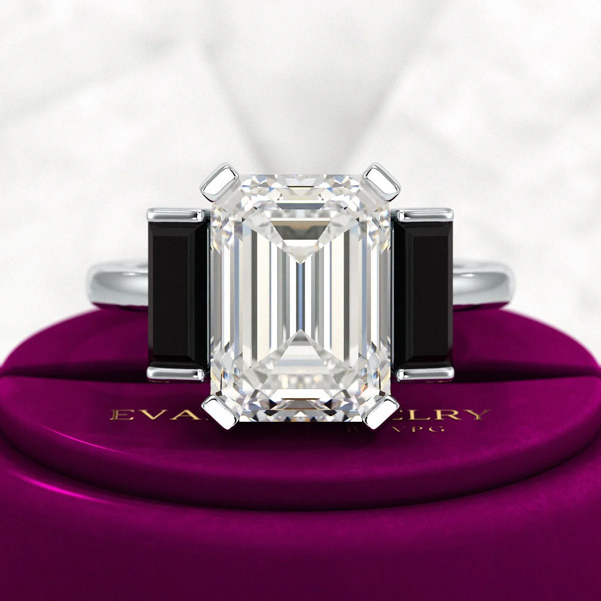 3 Carat Emerald Cut Art Deco Lab Grown Diamond Engagement Ring - Image 6