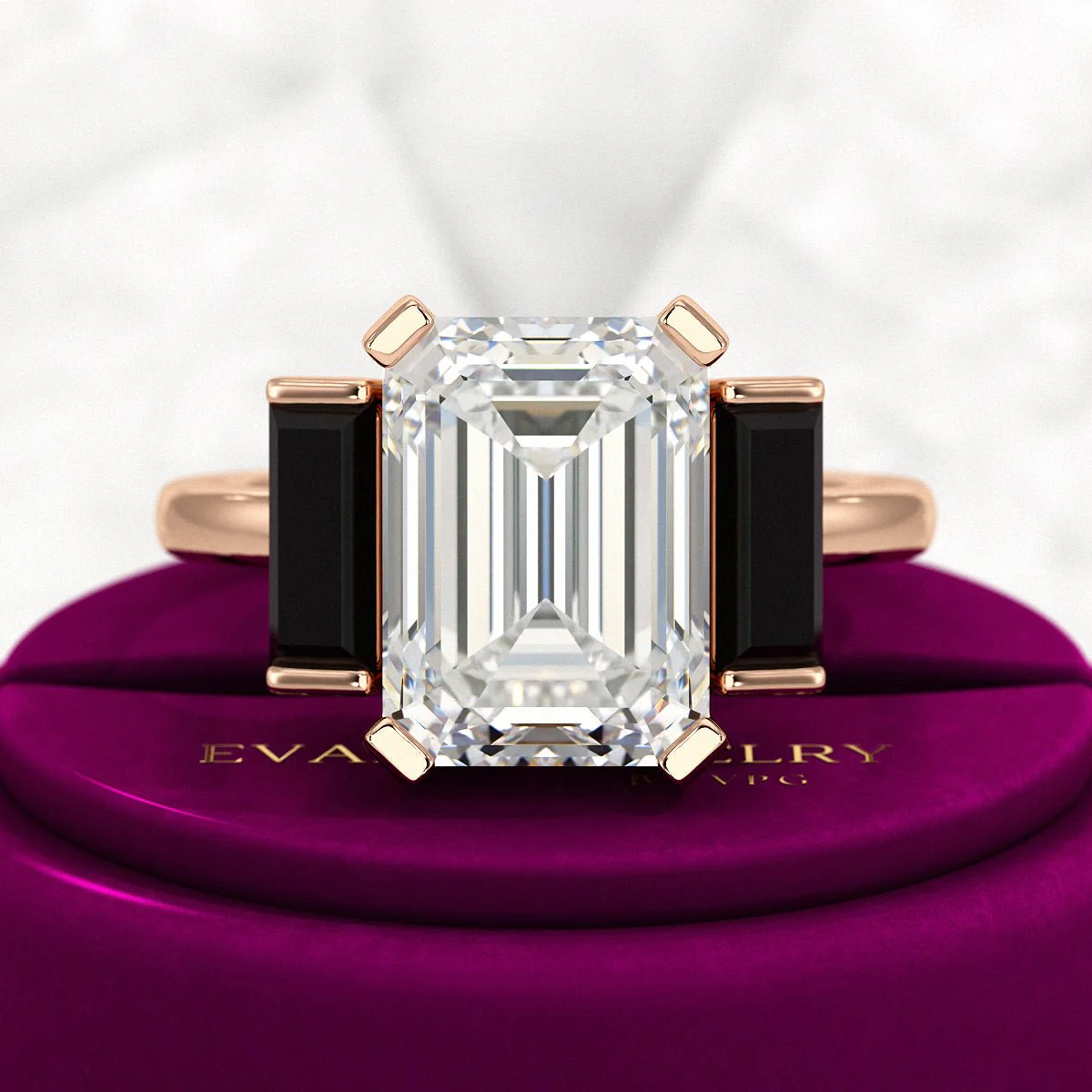 3 Carat Emerald Cut Art Deco Lab Grown Diamond Engagement Ring - Image 8
