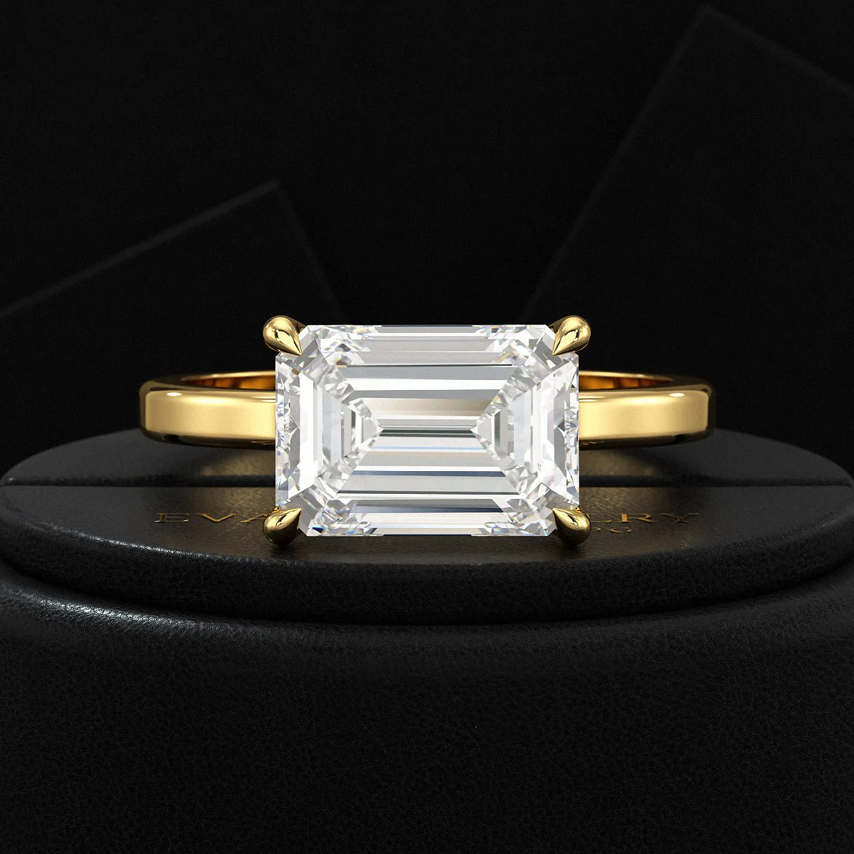 3 Carat Emerald Cut Diamond East West Engagement Ring - Image 3