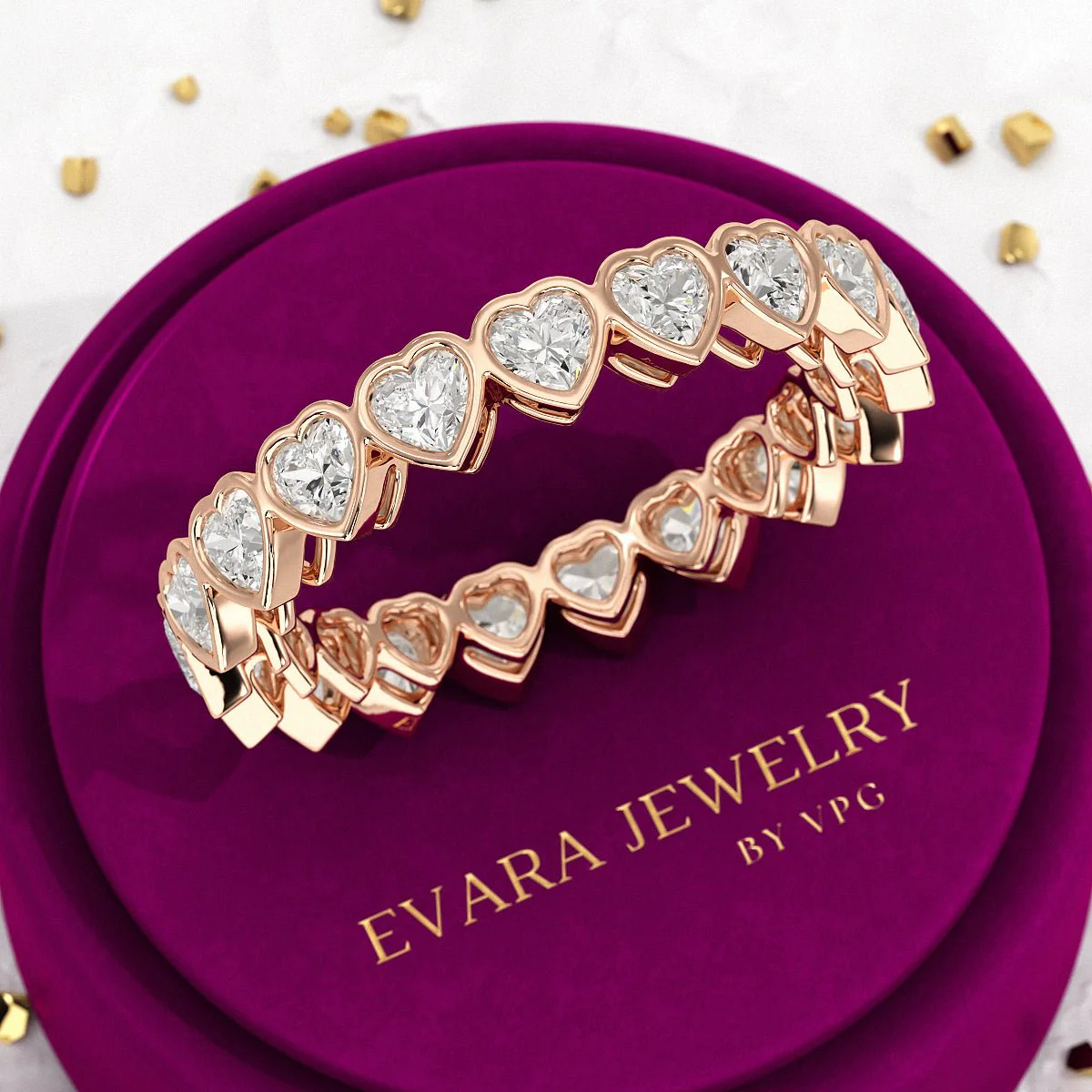 3 Carat Heart Cut Diamond Wedding Band - Image 10