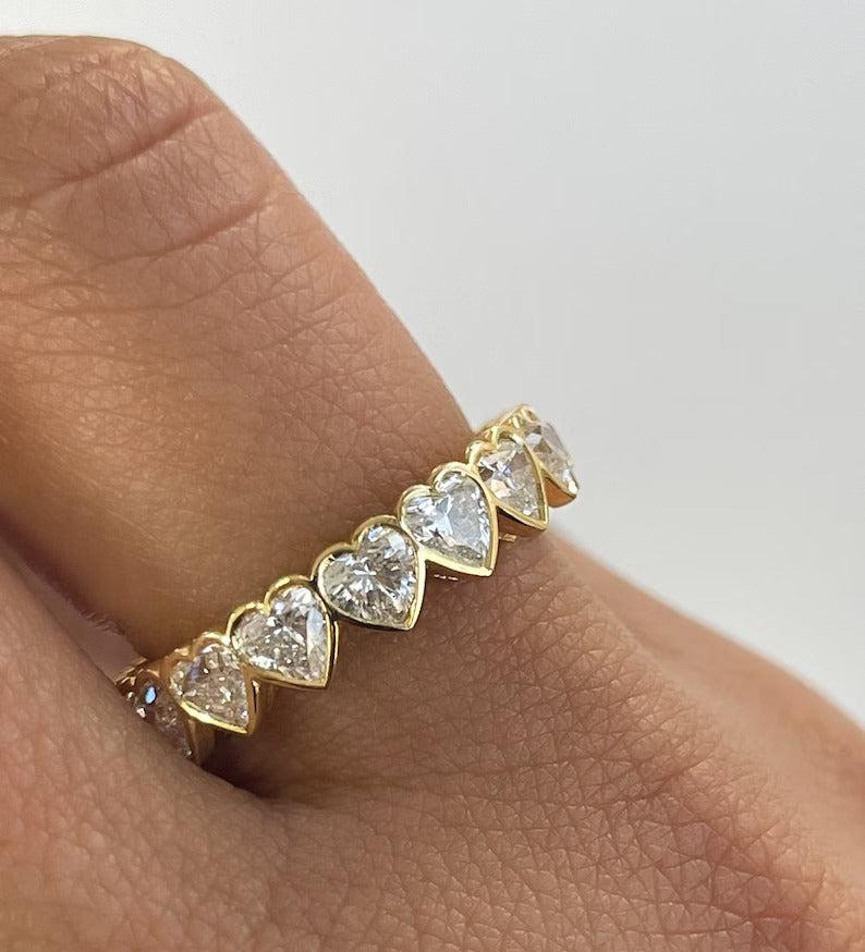 3 Carat Heart Cut Diamond Wedding Band - Image 6