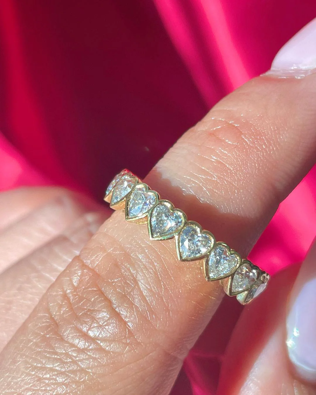 3 Carat Heart Cut Diamond Wedding Band - Image 8