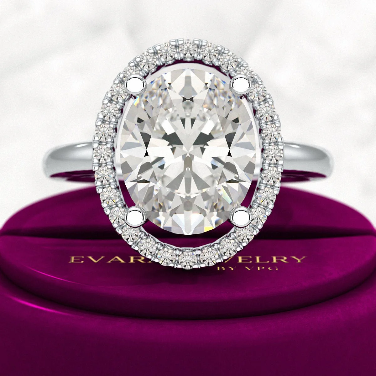 3 Carat Oval Lab Grown Diamond Halo Engagement Ring - Image 10