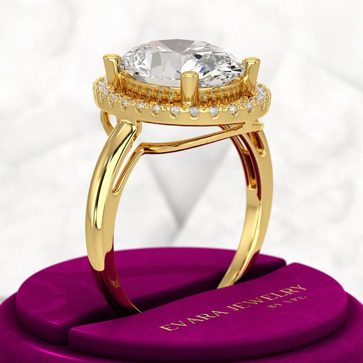 3 Carat Oval Lab Grown Diamond Halo Engagement Ring - Image 4