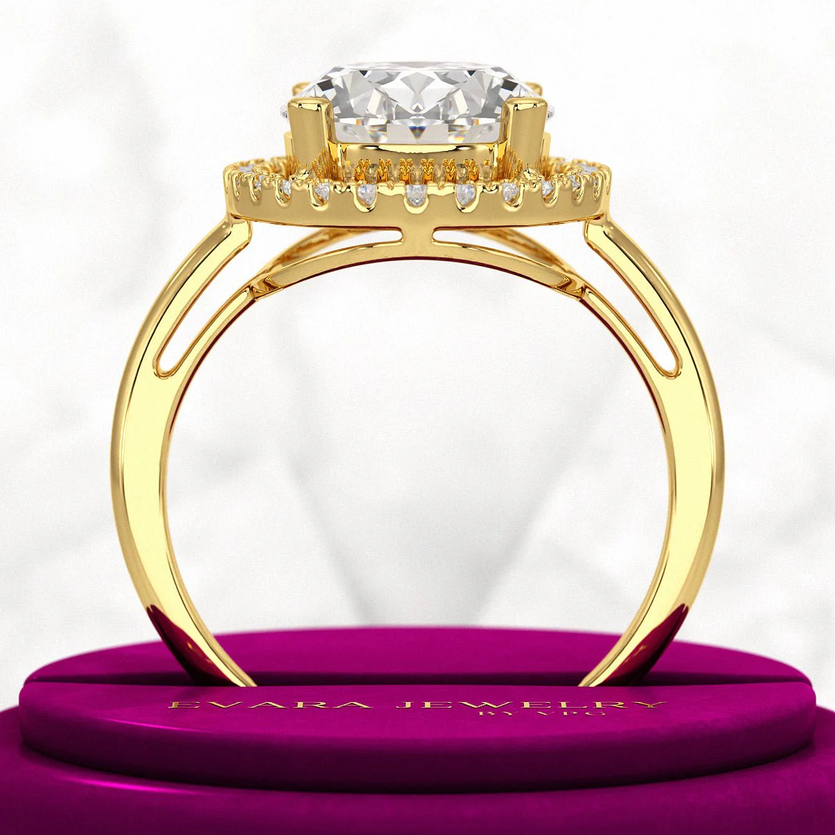 3 Carat Oval Lab Grown Diamond Halo Engagement Ring - Image 5