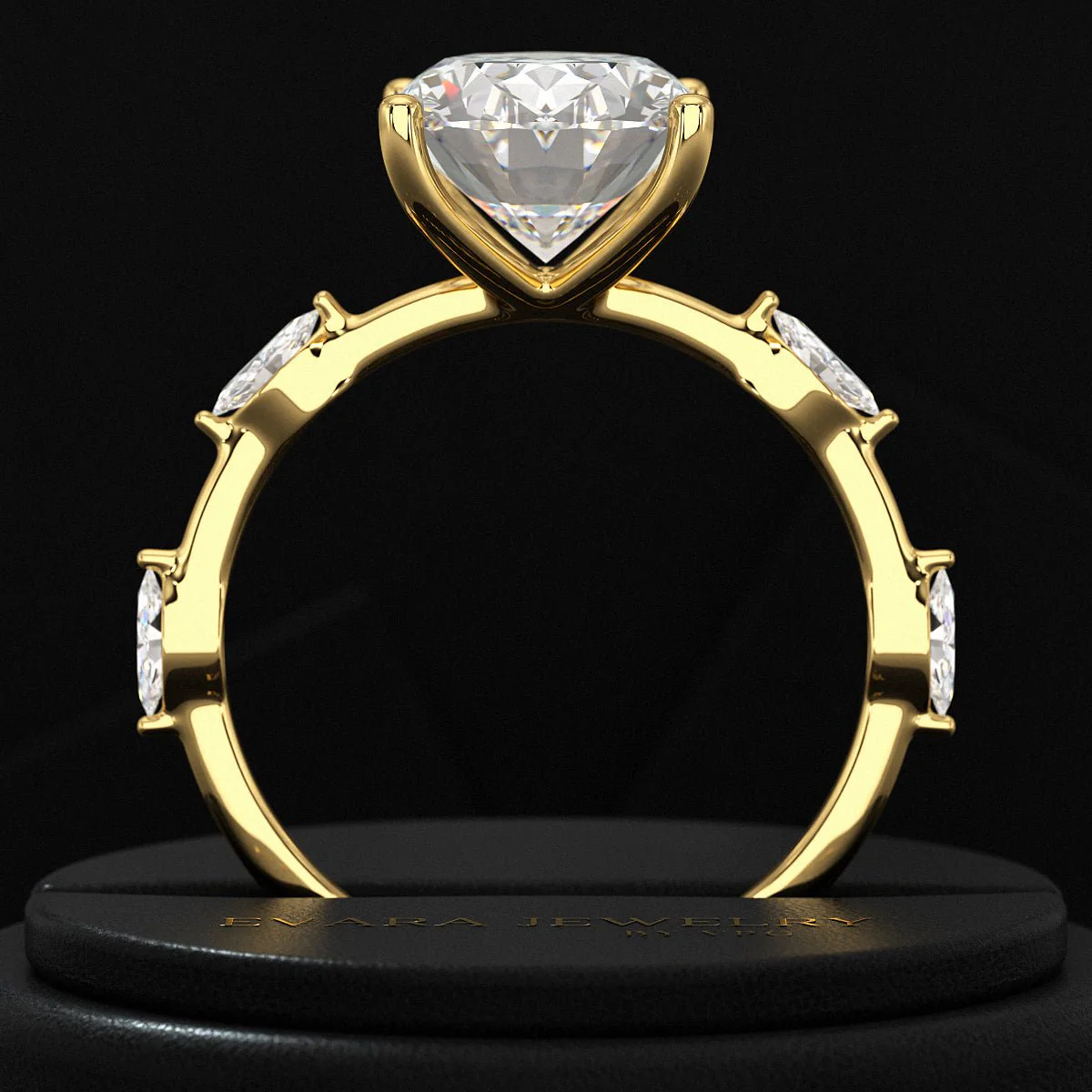 3 Carat Oval Lab Grown Diamond Minimalist Thin Engagement Ring with Marquise Accent Stones - Image 8