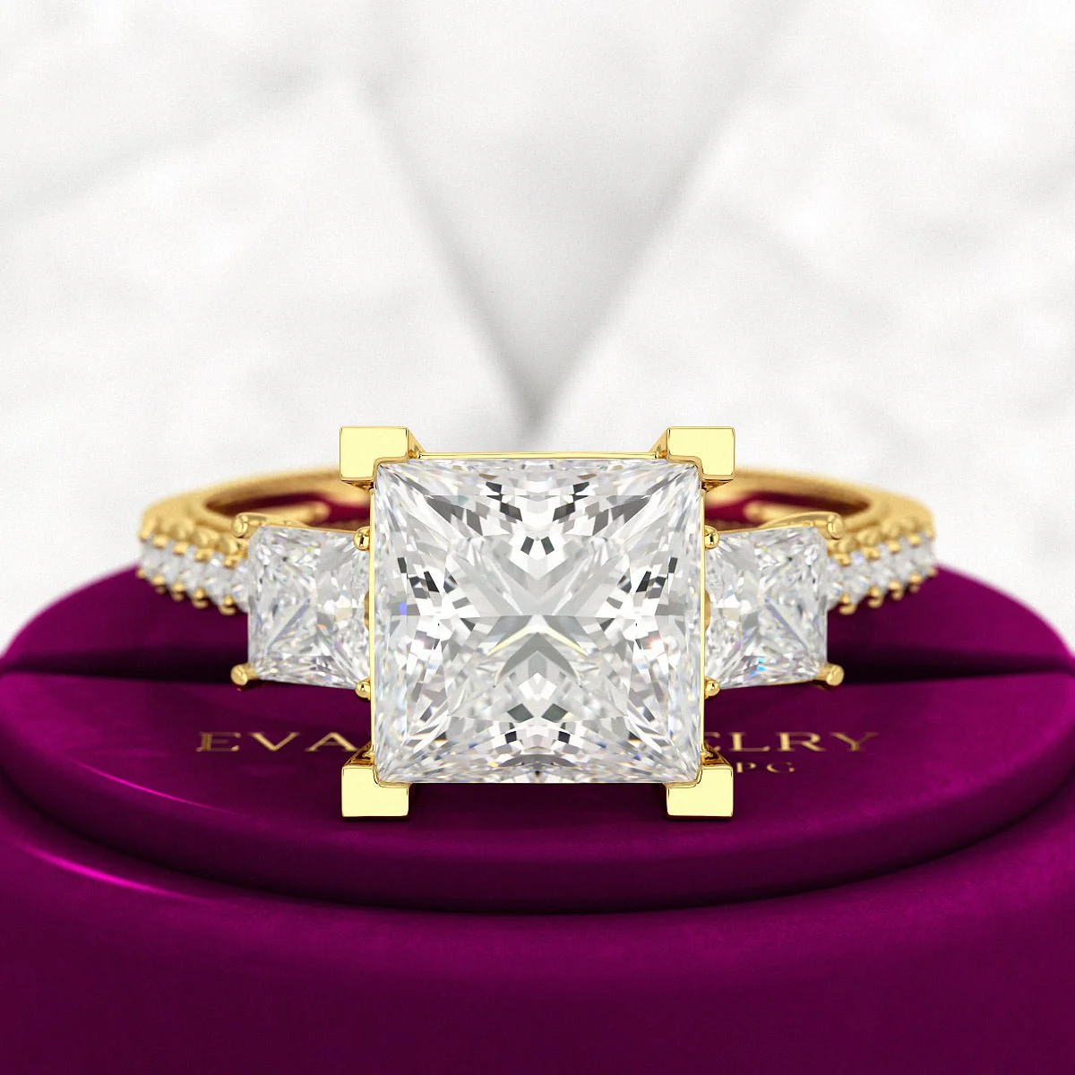 3 Carat Princess Cut Lab Grown Diamond Wedding Ring - Image 6