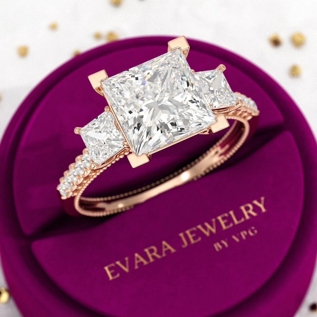 3 Carat Princess Cut Lab Grown Diamond Wedding Ring - Image 8