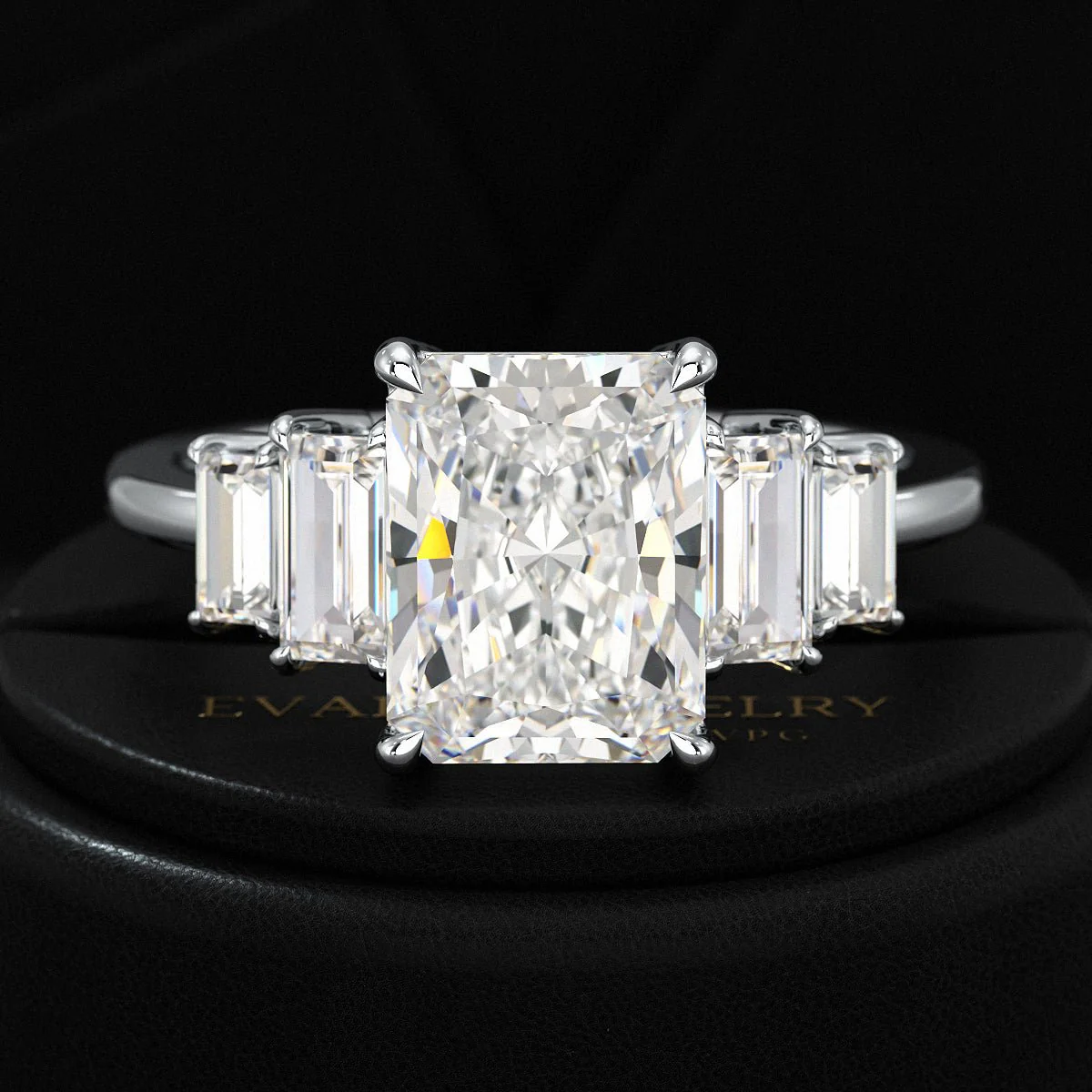 3 Carat Radiant Cut Lab Grown Diamond Art Deco Engagement Ring - Image 10