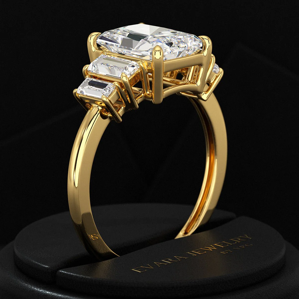3 Carat Radiant Cut Lab Grown Diamond Art Deco Engagement Ring - Image 5