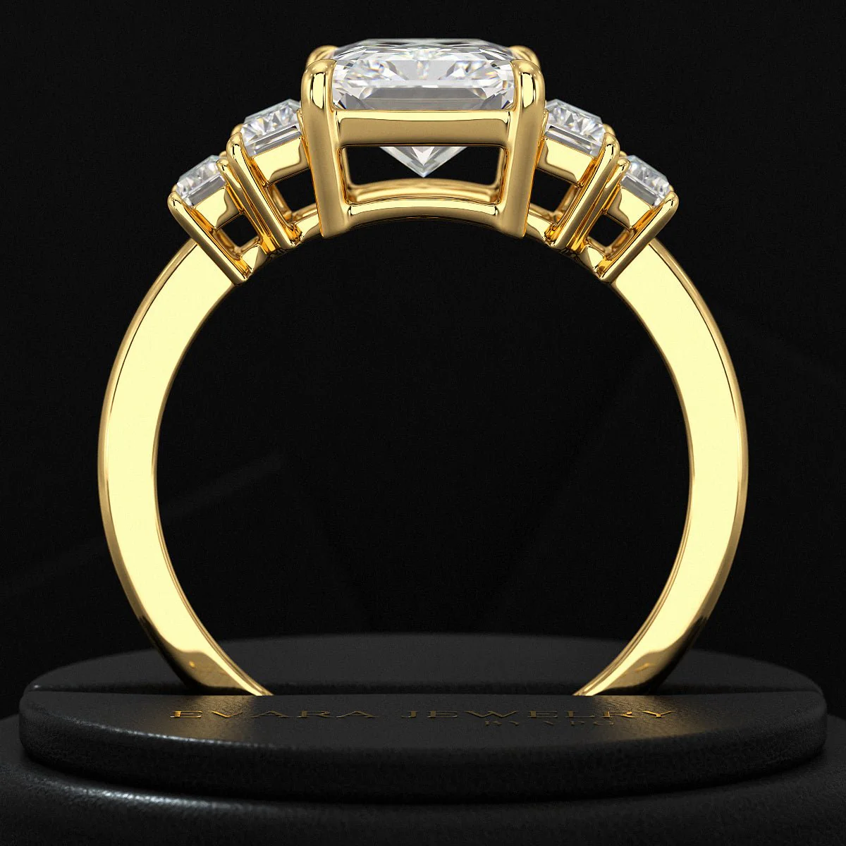 3 Carat Radiant Cut Lab Grown Diamond Art Deco Engagement Ring - Image 6