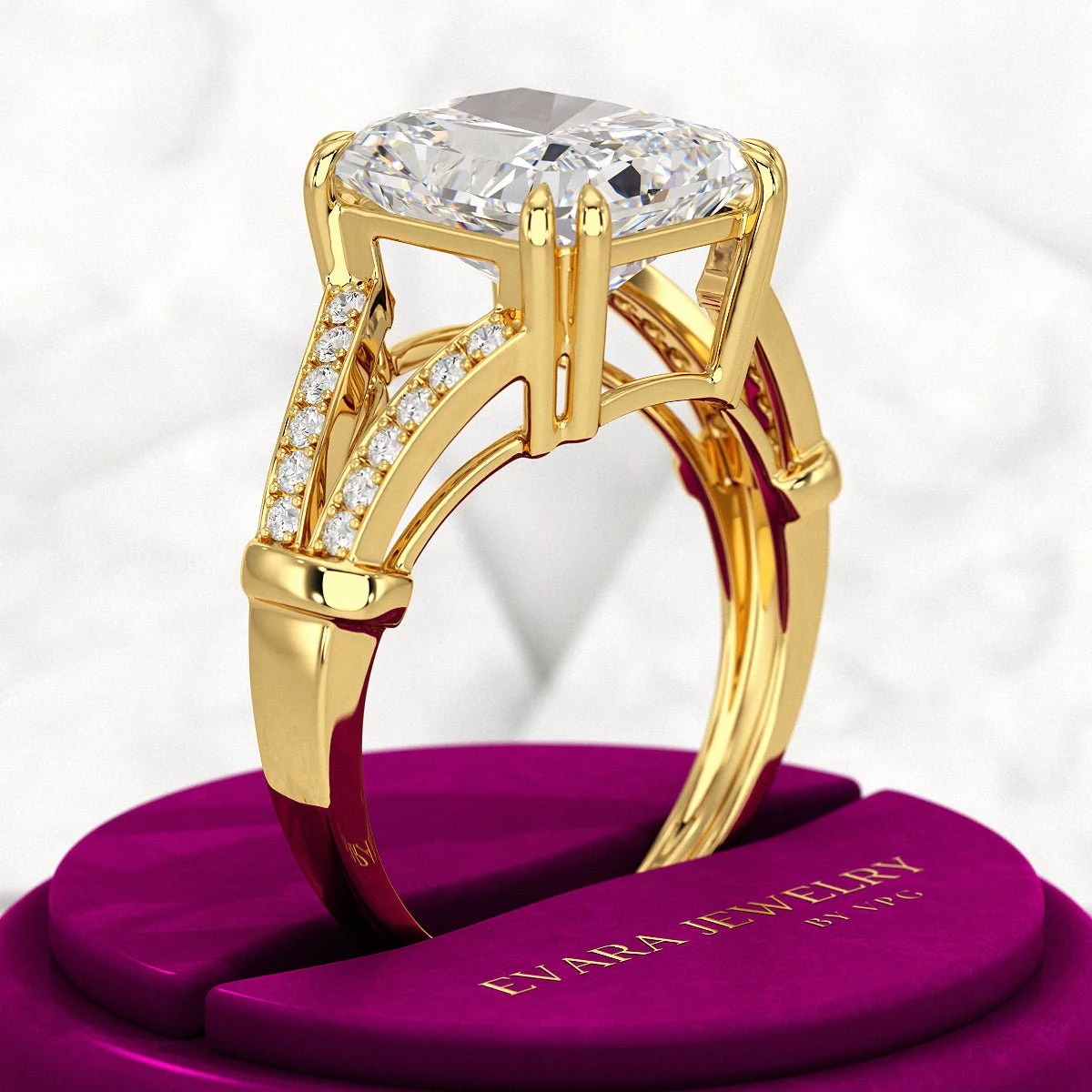 3 Carat Radiant Cut Lab Grown Diamond Split Shank Engagement Ring - Image 4