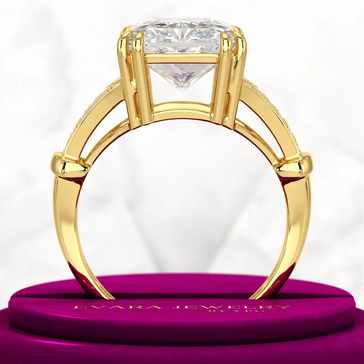 3 Carat Radiant Cut Lab Grown Diamond Split Shank Engagement Ring - Image 5
