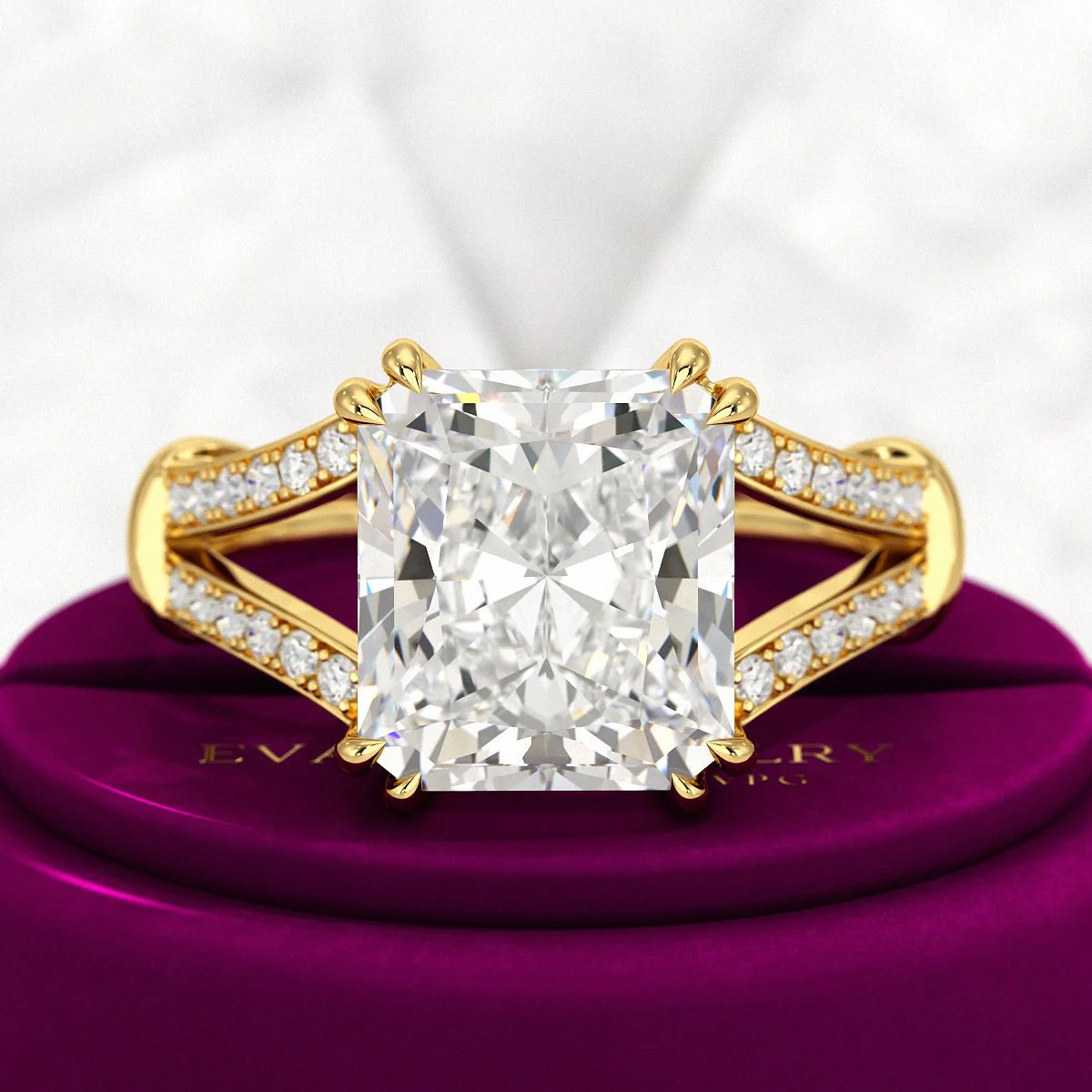 3 Carat Radiant Cut Lab Grown Diamond Split Shank Engagement Ring - Image 6