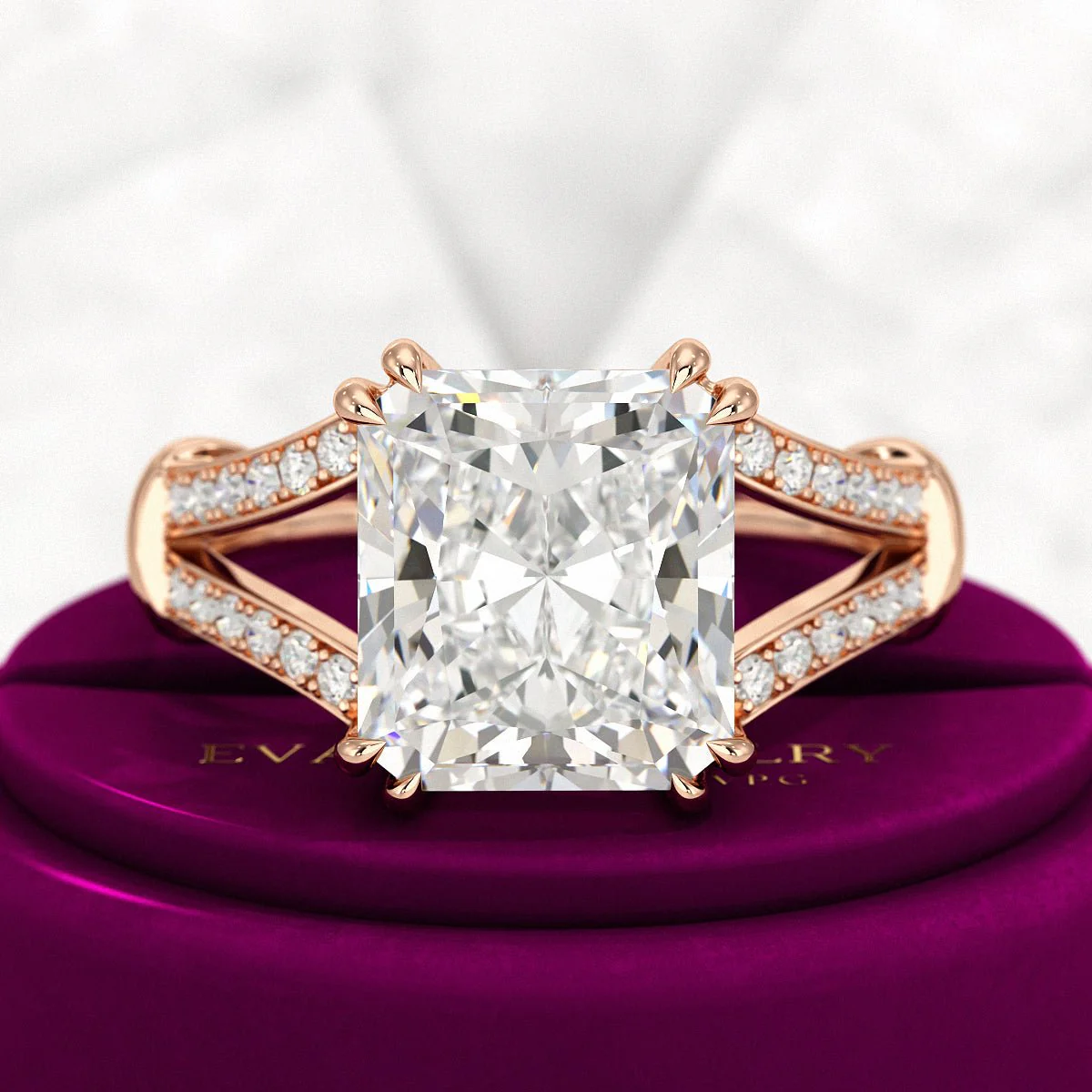 3 Carat Radiant Cut Lab Grown Diamond Split Shank Engagement Ring - Image 7