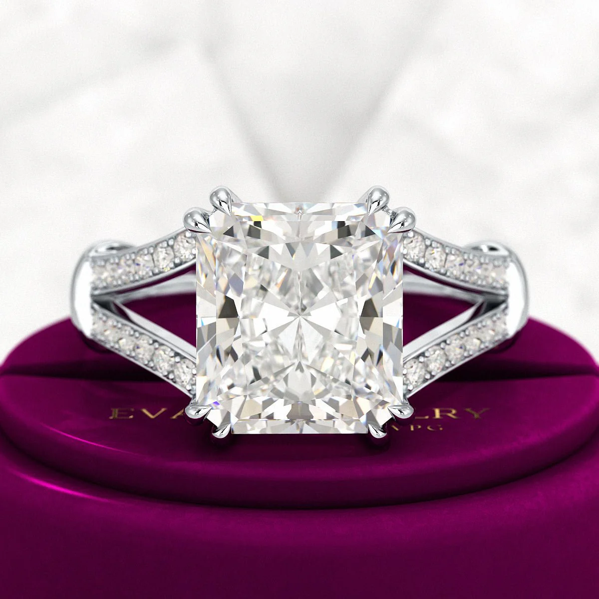 3 Carat Radiant Cut Lab Grown Diamond Split Shank Engagement Ring - Image 9