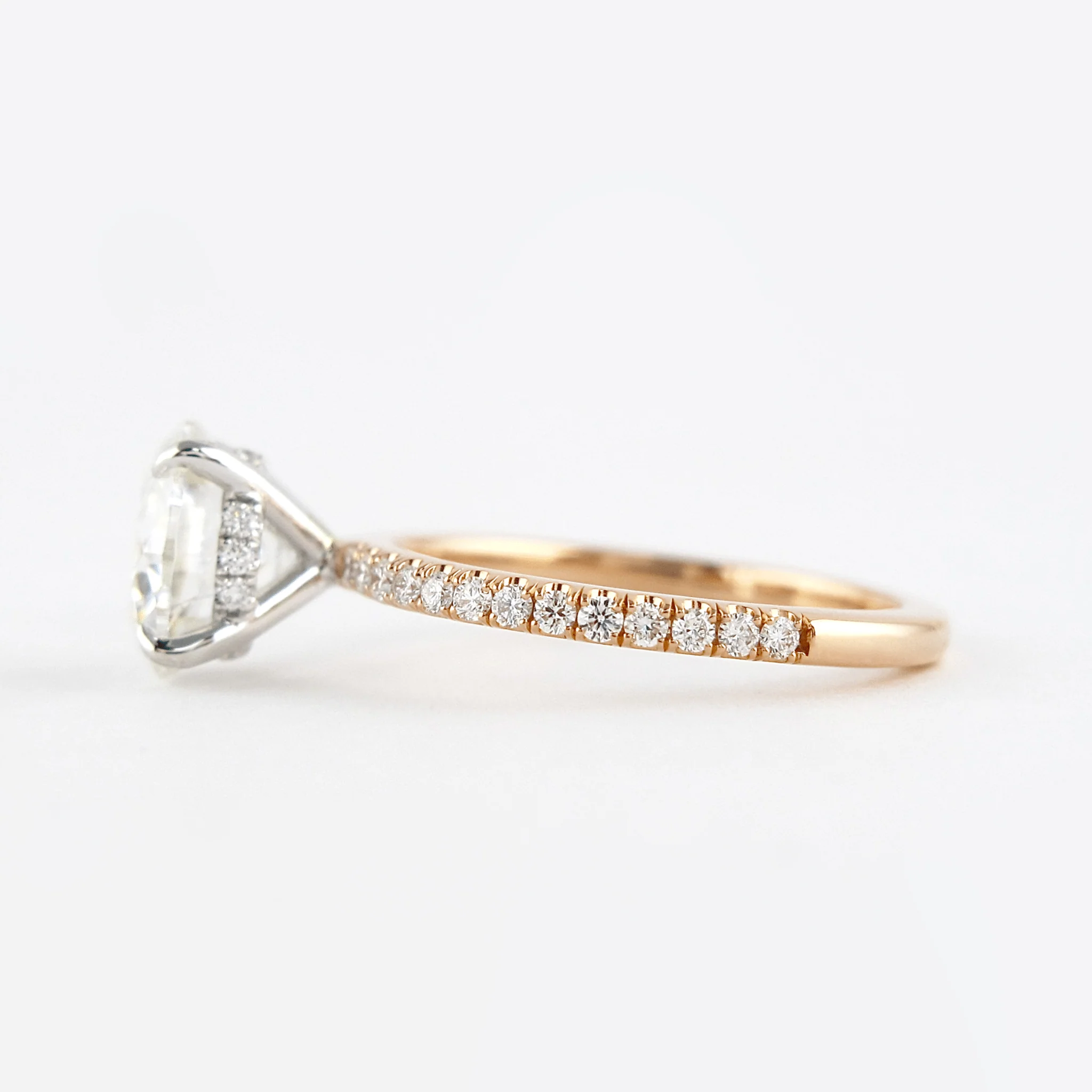 3 Carat Round Cut 4 Prong Engagement Ring with Pave Band - Image 10