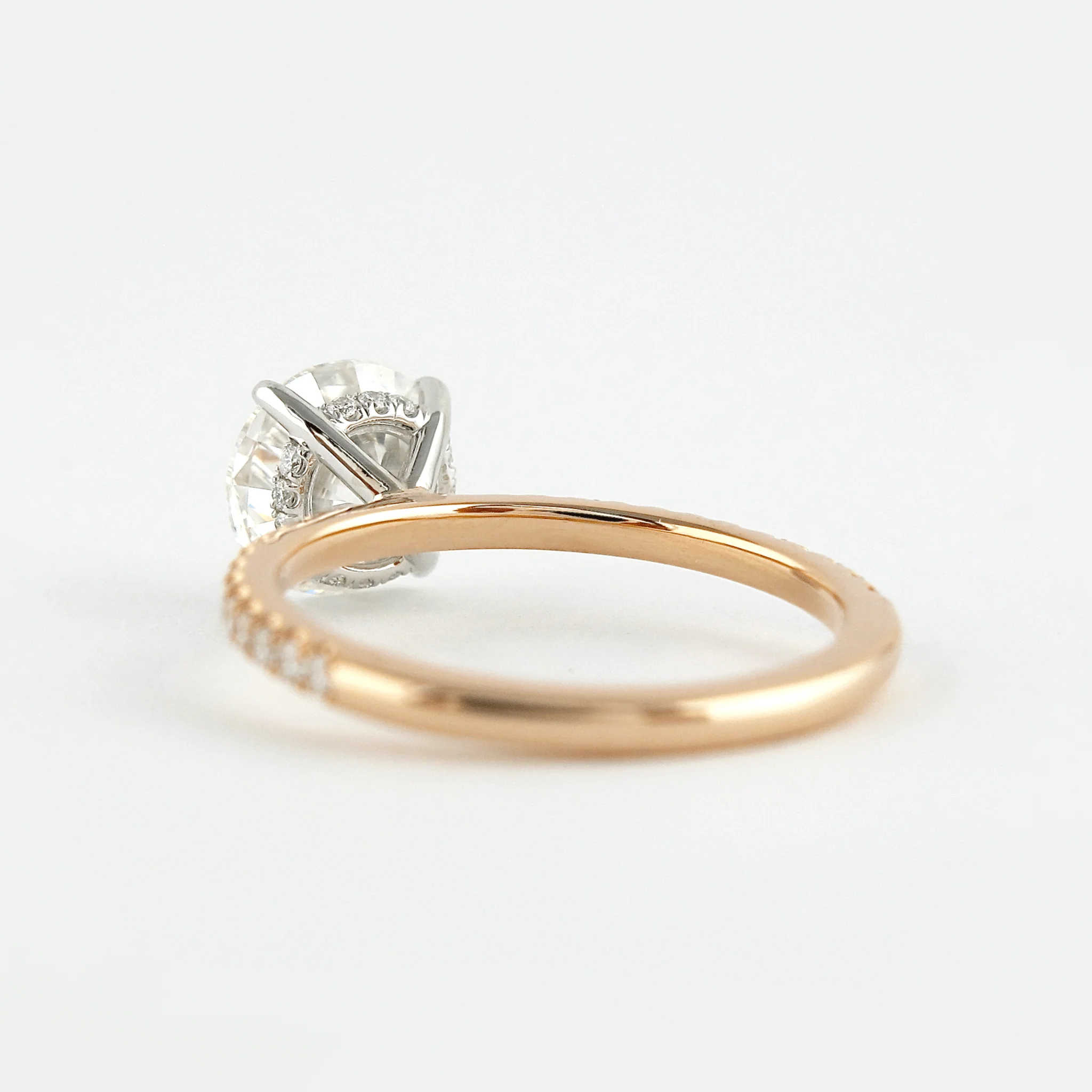 3 Carat Round Cut 4 Prong Engagement Ring with Pave Band - Image 11