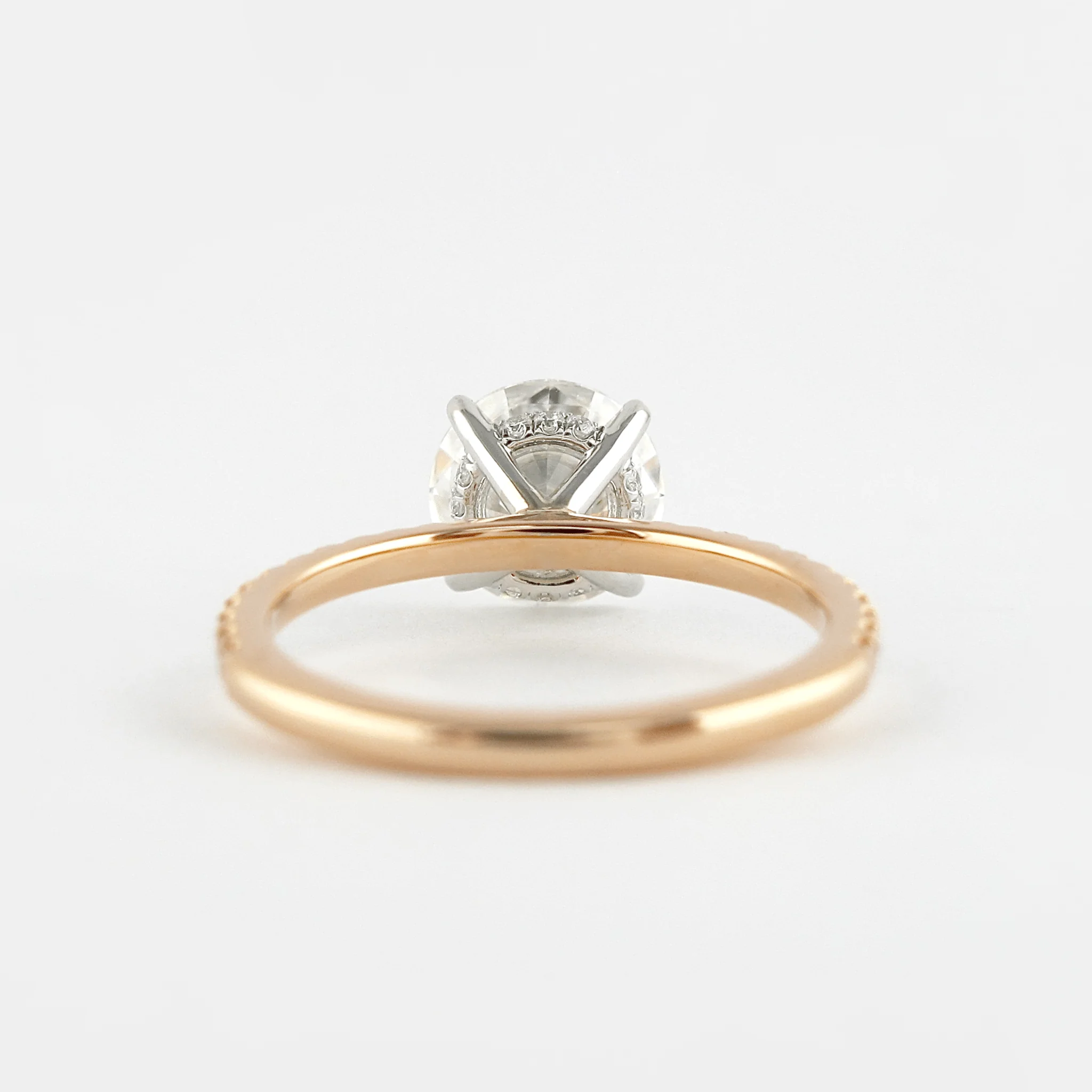 3 Carat Round Cut 4 Prong Engagement Ring with Pave Band - Image 12