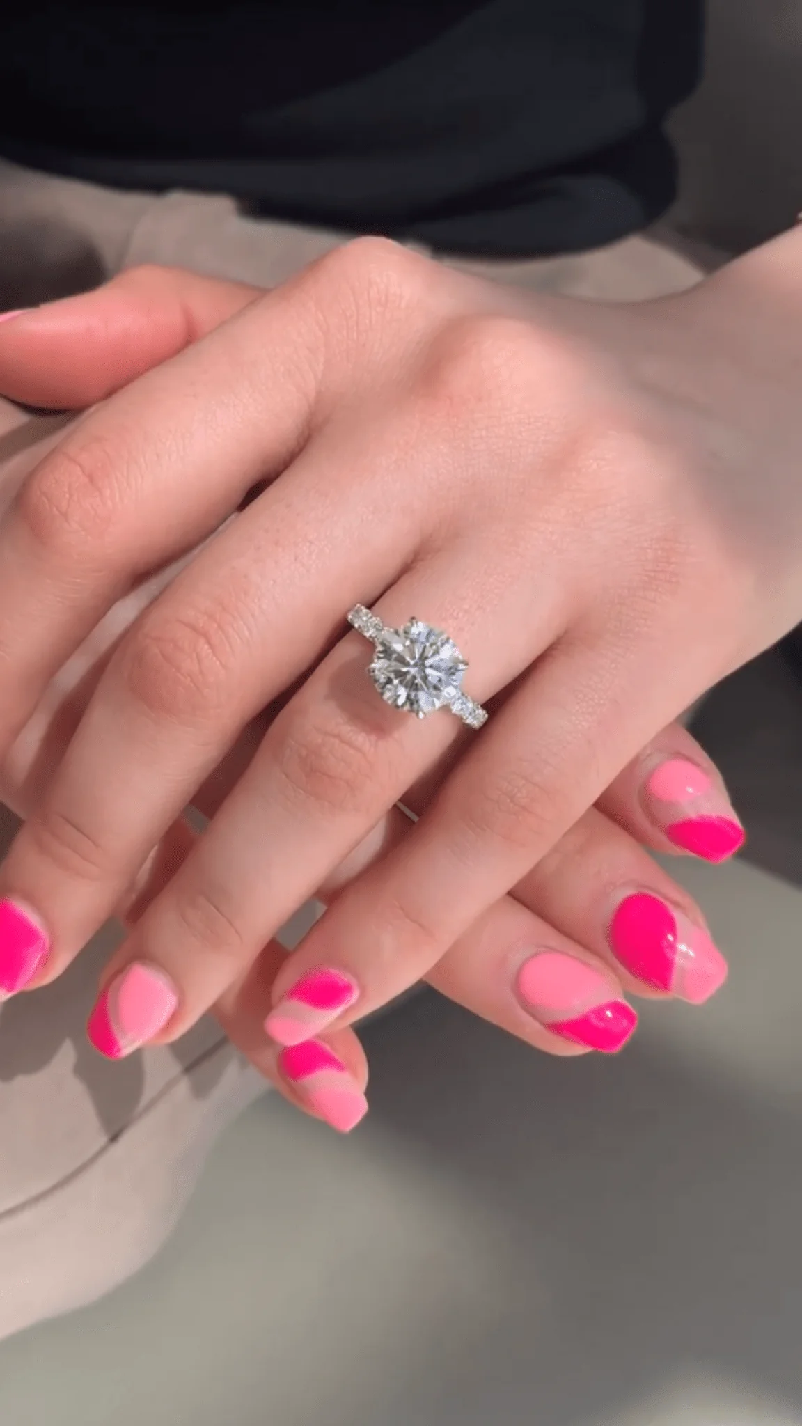 3 Carat Round Lab Grown Diamond Classic Wedding Ring with Pave Band - Image 3