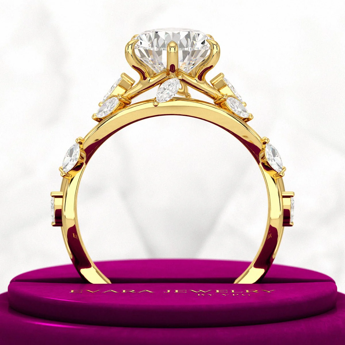 3 Carat Pear Cut Diamond Nature Inspired Art Deco Engagement Ring - Image 5