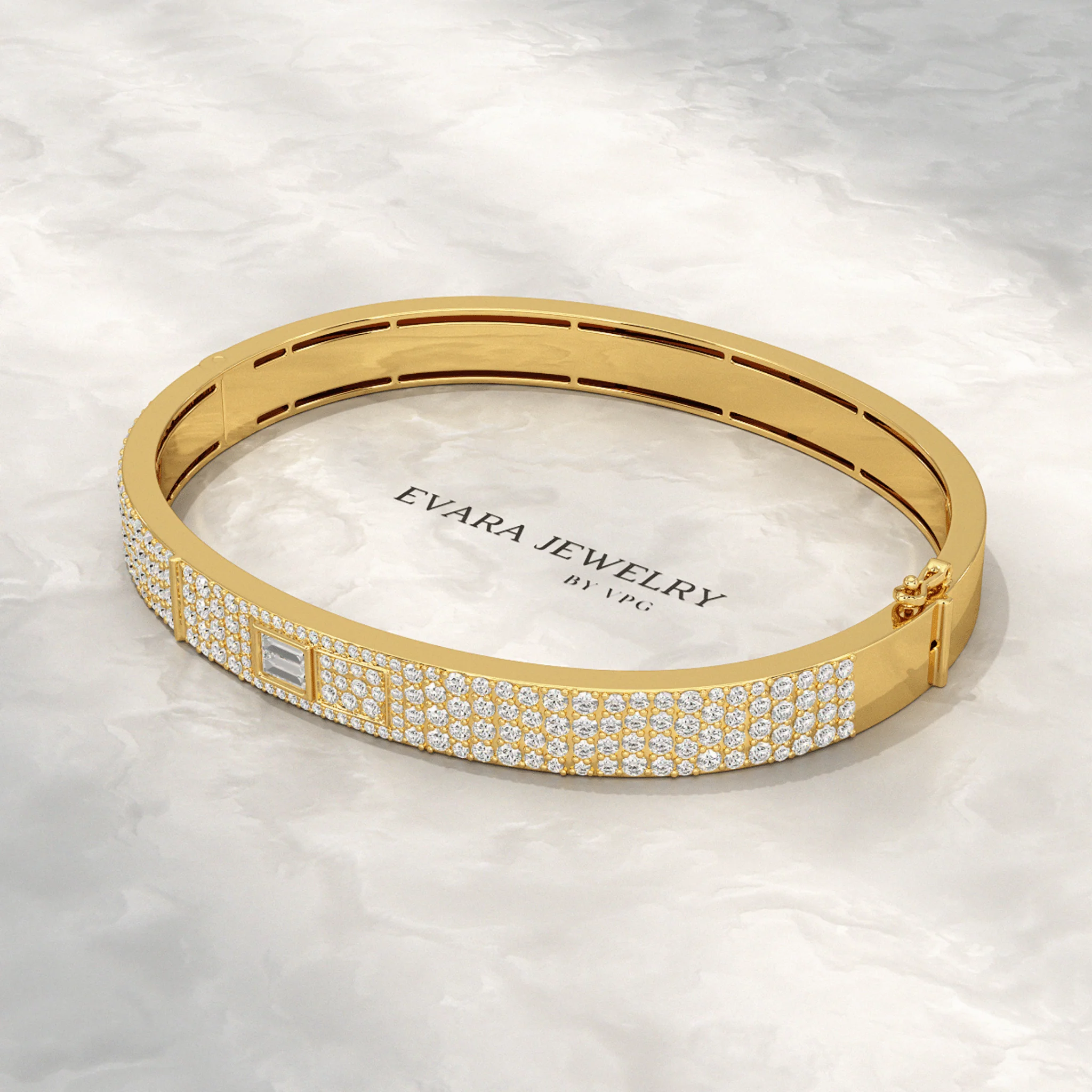 4.50 Carat Diamond Star & Pave Set Cuff Bracelet - Image 6