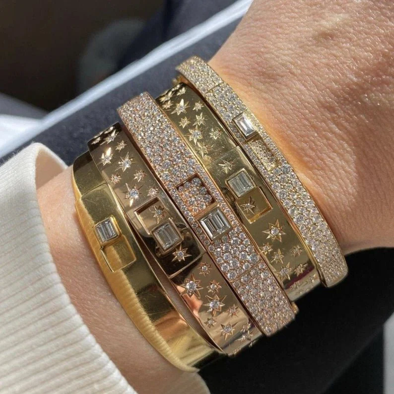 4.50 Carat Diamond Star & Pave Set Cuff Bracelet - Image 7