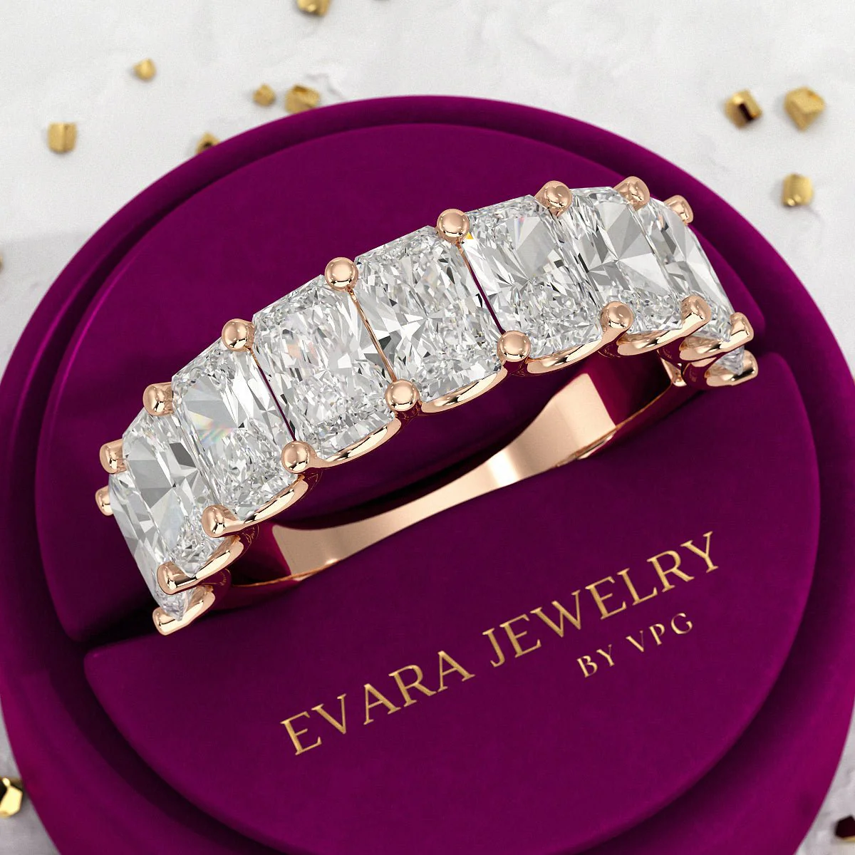 4.50 Carat Radiant Cut Diamond Statement Band - Image 12