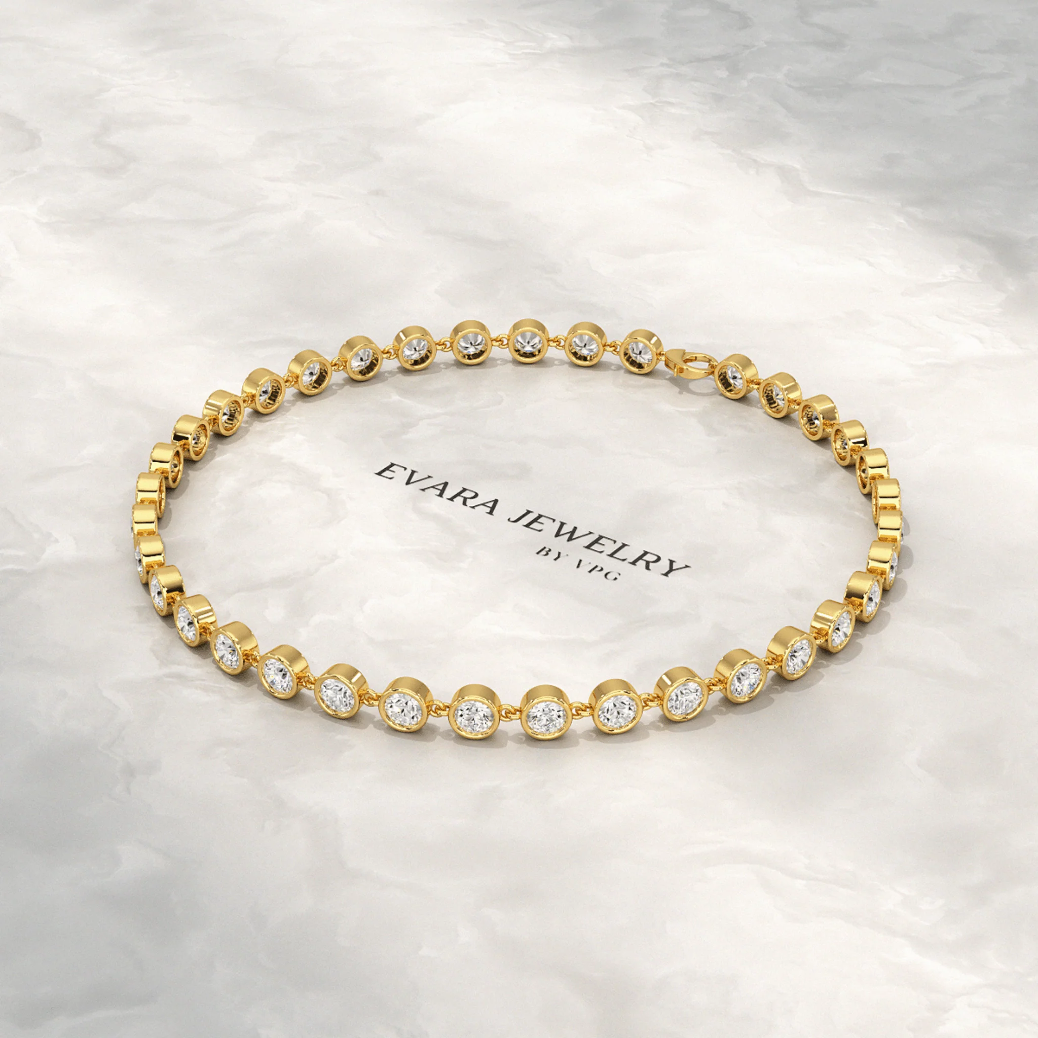 4 Carat Bezel Set Round Cut Diamond Gold Minimalist Tennis Bracelet - Image 11